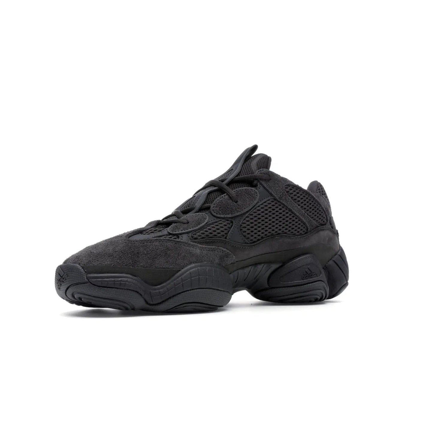 adidas Yeezy 500 Utility Black - Image 16 - Only at www.BallersClubKickz.com - Iconic adidas Yeezy 500 Utility Black in All-Black colorway. Durable black mesh and suede upper with adiPRENE® sole delivers comfort and support. Be unstoppable with the Yeezy 500 Utility Black. Released July 2018.