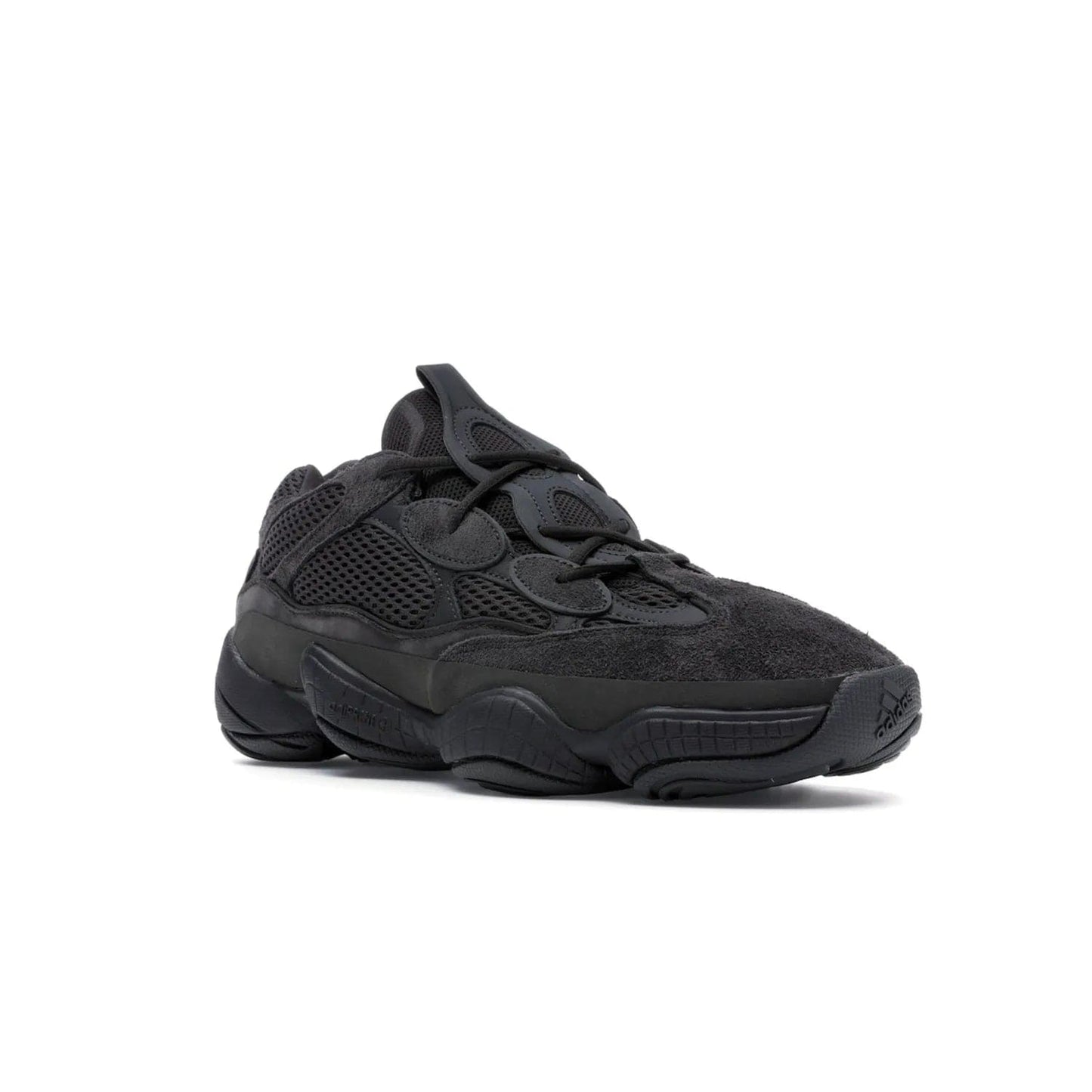 adidas Yeezy 500 Utility Black - Image 6 - Only at www.BallersClubKickz.com - Iconic adidas Yeezy 500 Utility Black in All-Black colorway. Durable black mesh and suede upper with adiPRENE® sole delivers comfort and support. Be unstoppable with the Yeezy 500 Utility Black. Released July 2018.