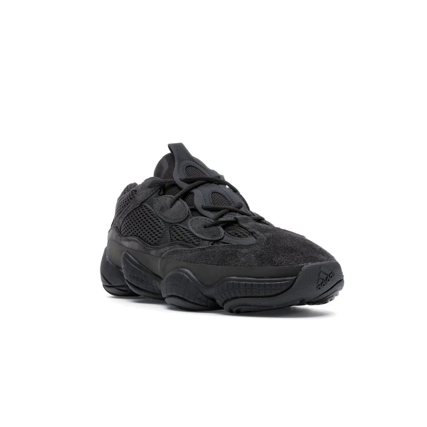 adidas Yeezy 500 Utility Black - Image 7 - Only at www.BallersClubKickz.com - Iconic adidas Yeezy 500 Utility Black in All-Black colorway. Durable black mesh and suede upper with adiPRENE® sole delivers comfort and support. Be unstoppable with the Yeezy 500 Utility Black. Released July 2018.
