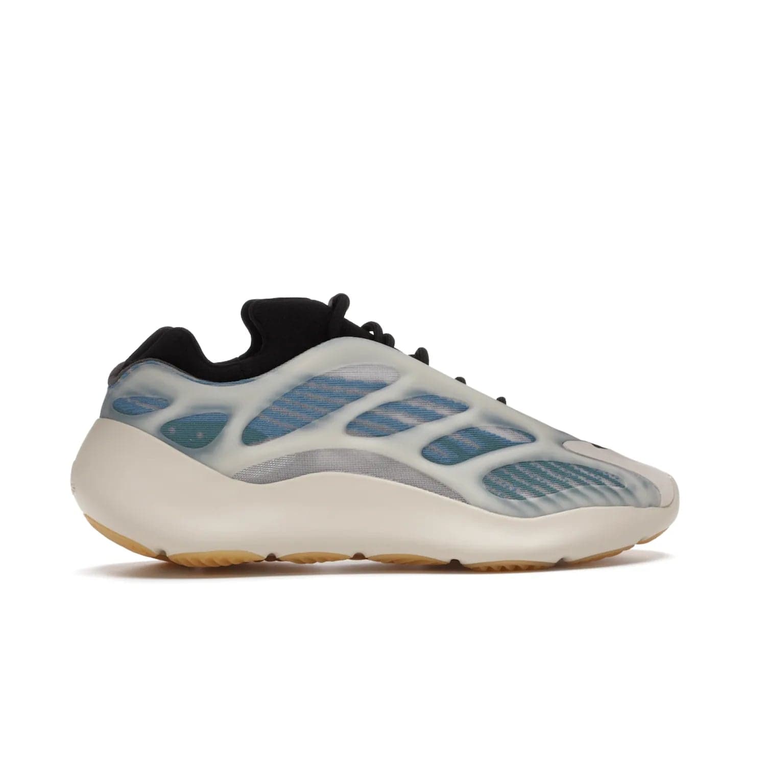 adidas Yeezy 700 V3 Kyanite - Image 36 - Only at www.BallersClubKickz.com - The adidas Yeezy 700 V3 Kyanite offers a layered design featuring a glow-in-the-dark TPU cage and a tonal cream-colored EVA foam midsole. With its herringbone-patterned outsole, the style and comfort of the sneaker will accompany you anywhere. Released in March 2021, it's a great addition to any sneaker wardrobe.