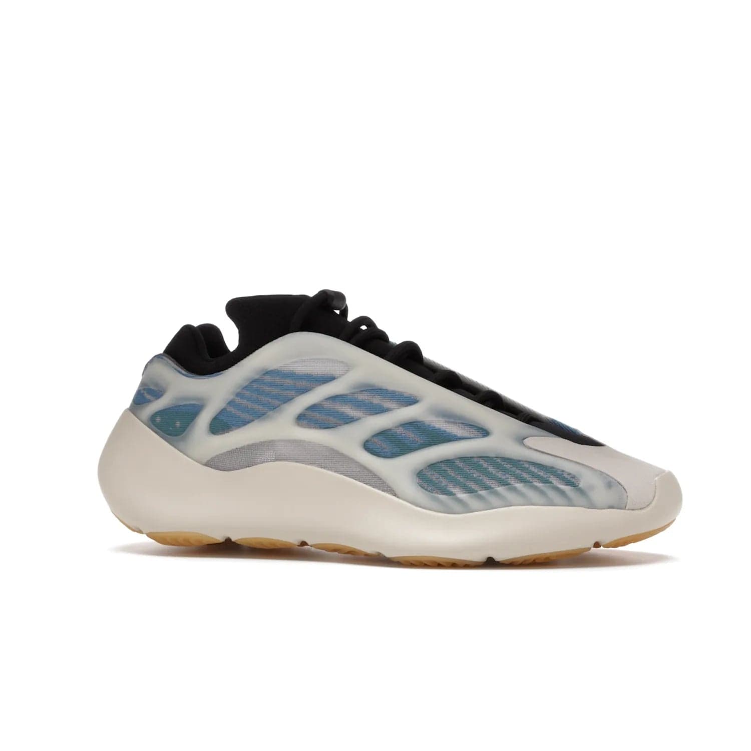 adidas Yeezy 700 V3 Kyanite - Image 3 - Only at www.BallersClubKickz.com - The adidas Yeezy 700 V3 Kyanite offers a layered design featuring a glow-in-the-dark TPU cage and a tonal cream-colored EVA foam midsole. With its herringbone-patterned outsole, the style and comfort of the sneaker will accompany you anywhere. Released in March 2021, it's a great addition to any sneaker wardrobe.