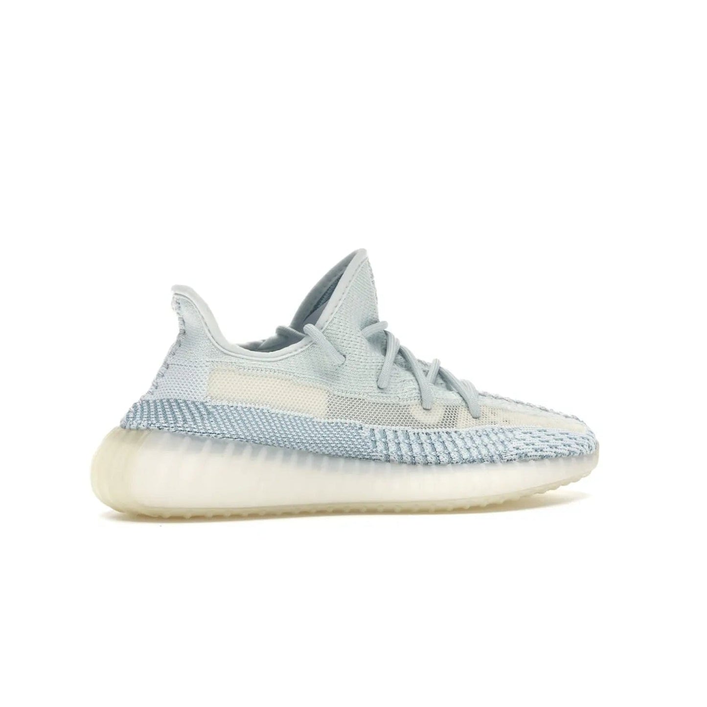 adidas Yeezy Boost 350 V2 Cloud White (Non-Reflective) - Image 35 - Only at www.BallersClubKickz.com - Uniquely designed adidas Yeezy Boost 350 V2 Cloud White (Non-Reflective) with a Primeknit upper in shades of cream and blue with a contrasting hard sole. A fashion-forward sneaker with a transparent strip and blue-and-white patterns.