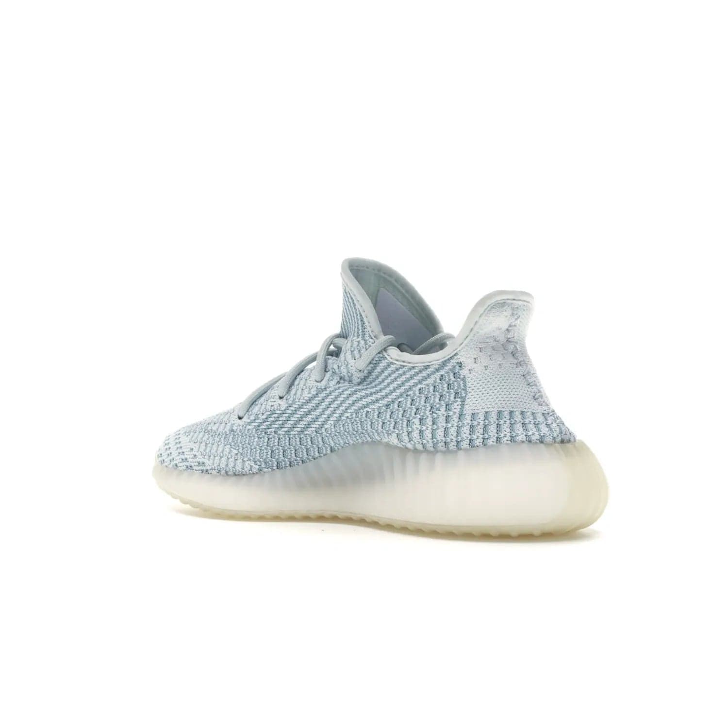 adidas Yeezy Boost 350 V2 Cloud White (Non-Reflective) - Image 23 - Only at www.BallersClubKickz.com - Uniquely designed adidas Yeezy Boost 350 V2 Cloud White (Non-Reflective) with a Primeknit upper in shades of cream and blue with a contrasting hard sole. A fashion-forward sneaker with a transparent strip and blue-and-white patterns.