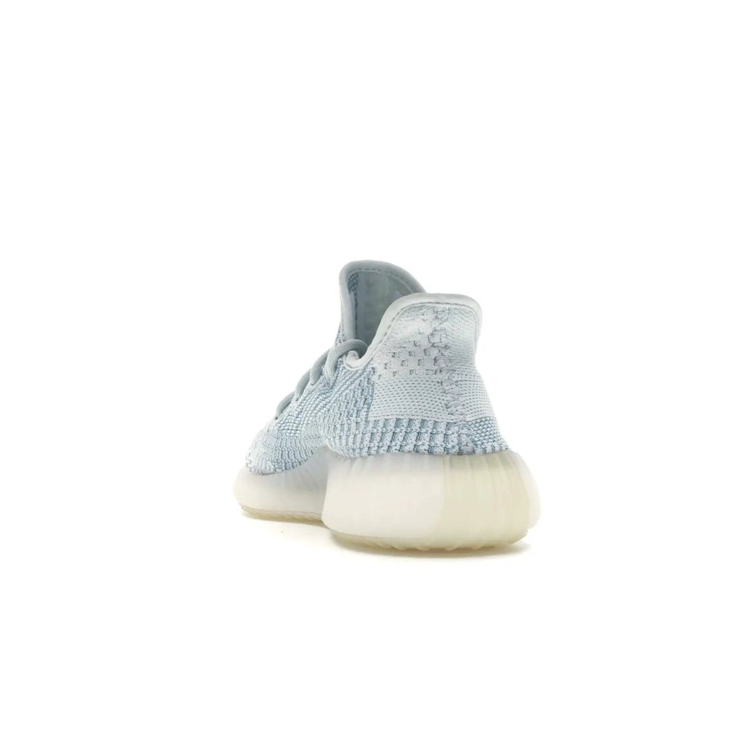 adidas Yeezy Boost 350 V2 Cloud White (Non-Reflective) - Image 26 - Only at www.BallersClubKickz.com - Uniquely designed adidas Yeezy Boost 350 V2 Cloud White (Non-Reflective) with a Primeknit upper in shades of cream and blue with a contrasting hard sole. A fashion-forward sneaker with a transparent strip and blue-and-white patterns.