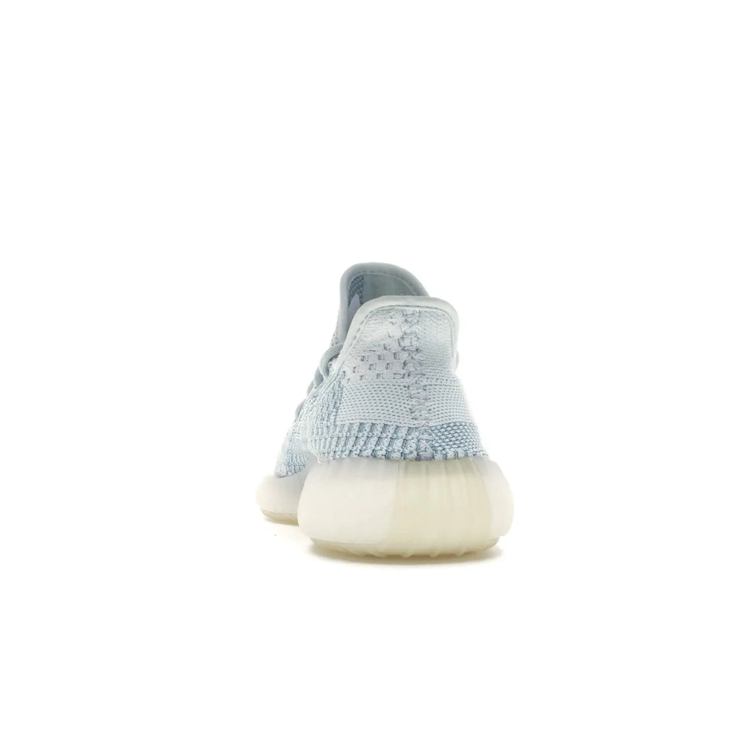 adidas Yeezy Boost 350 V2 Cloud White (Non-Reflective) - Image 27 - Only at www.BallersClubKickz.com - Uniquely designed adidas Yeezy Boost 350 V2 Cloud White (Non-Reflective) with a Primeknit upper in shades of cream and blue with a contrasting hard sole. A fashion-forward sneaker with a transparent strip and blue-and-white patterns.