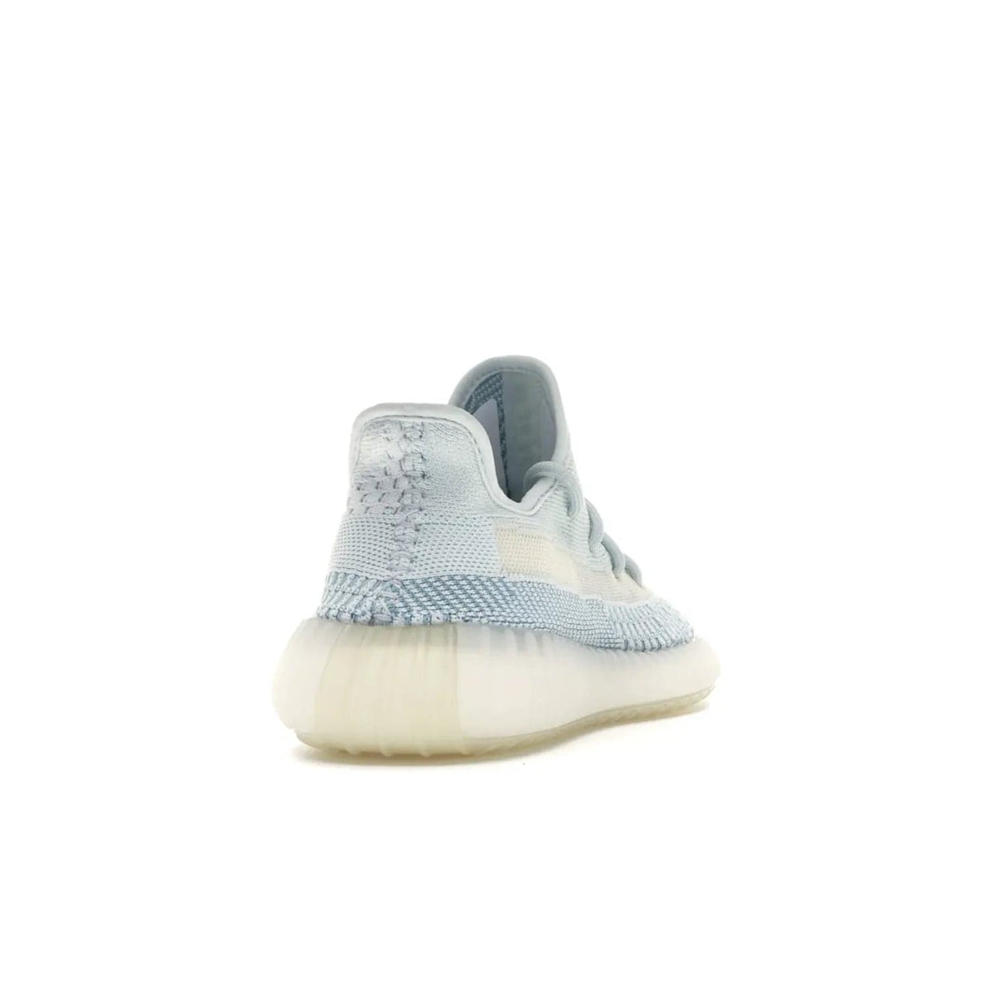 adidas Yeezy Boost 350 V2 Cloud White (Non-Reflective) - Image 30 - Only at www.BallersClubKickz.com - Uniquely designed adidas Yeezy Boost 350 V2 Cloud White (Non-Reflective) with a Primeknit upper in shades of cream and blue with a contrasting hard sole. A fashion-forward sneaker with a transparent strip and blue-and-white patterns.