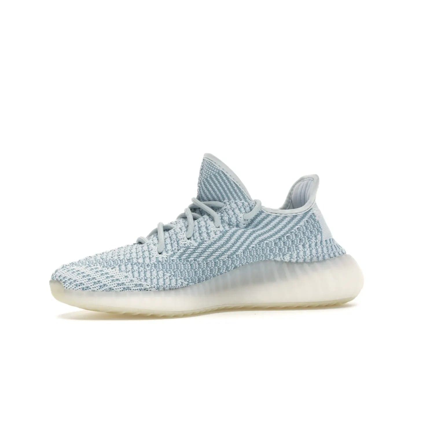 adidas Yeezy Boost 350 V2 Cloud White (Non-Reflective) - Image 17 - Only at www.BallersClubKickz.com - Uniquely designed adidas Yeezy Boost 350 V2 Cloud White (Non-Reflective) with a Primeknit upper in shades of cream and blue with a contrasting hard sole. A fashion-forward sneaker with a transparent strip and blue-and-white patterns.