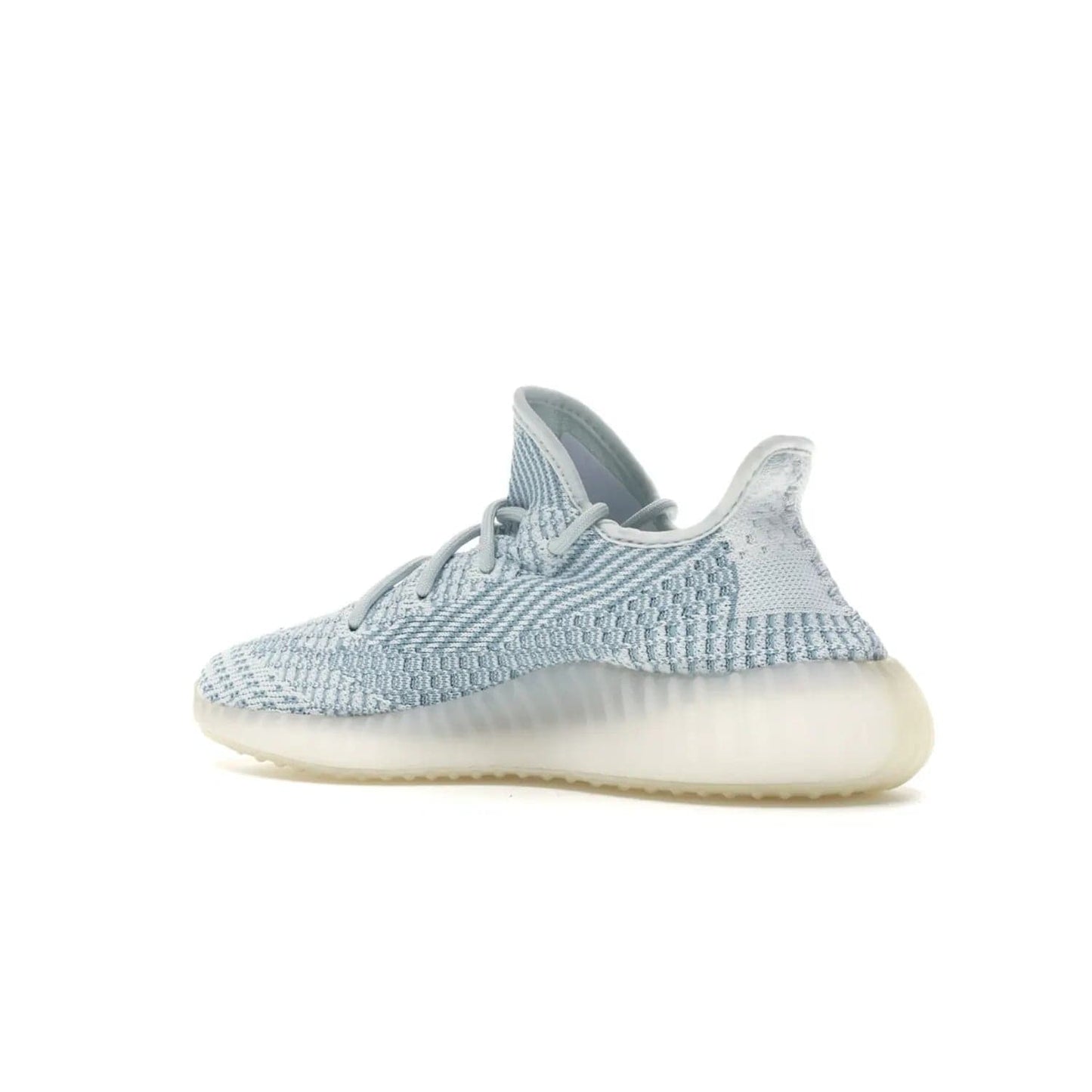 adidas Yeezy Boost 350 V2 Cloud White (Non-Reflective) - Image 22 - Only at www.BallersClubKickz.com - Uniquely designed adidas Yeezy Boost 350 V2 Cloud White (Non-Reflective) with a Primeknit upper in shades of cream and blue with a contrasting hard sole. A fashion-forward sneaker with a transparent strip and blue-and-white patterns.