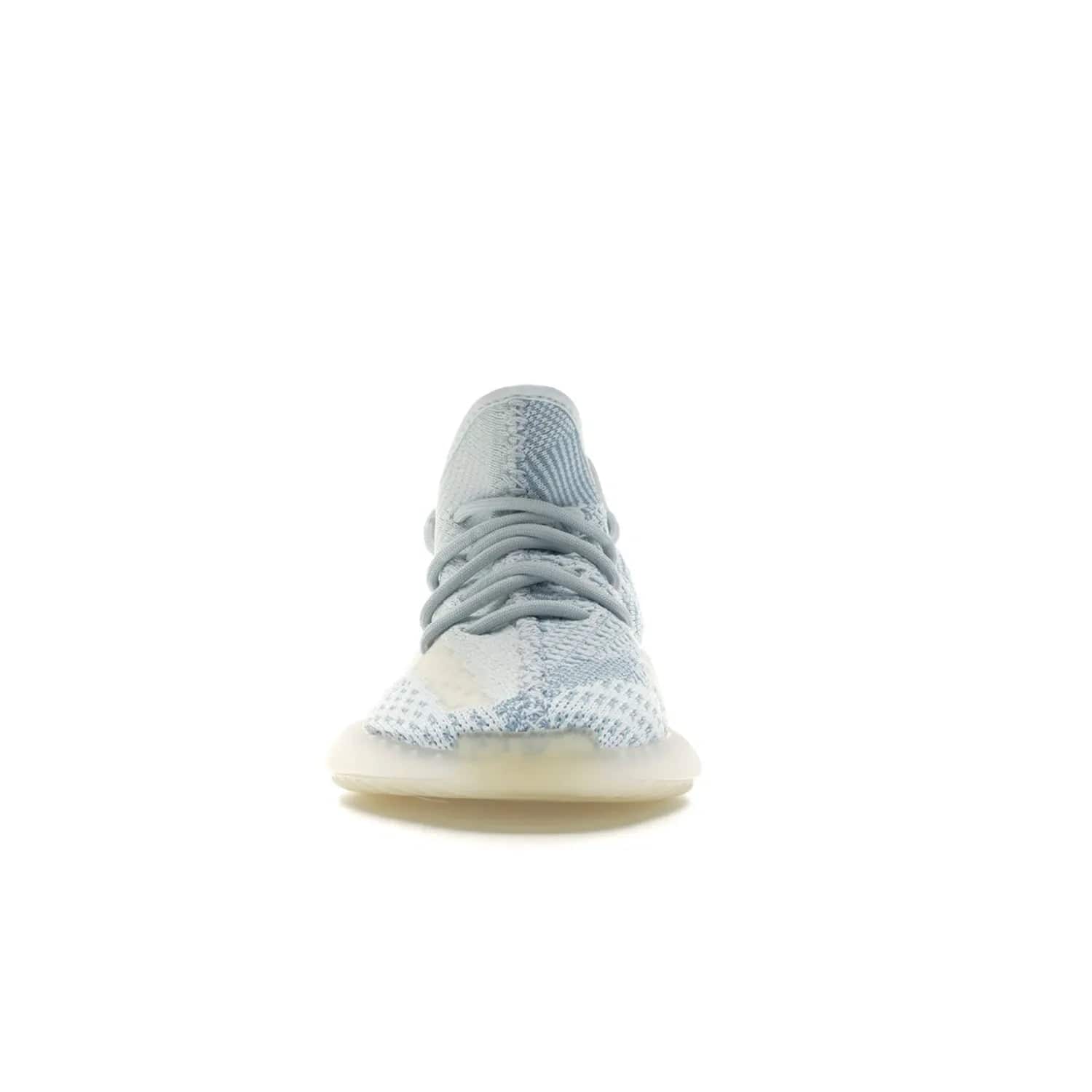 adidas Yeezy Boost 350 V2 Cloud White (Non-Reflective) - Image 10 - Only at www.BallersClubKickz.com - Uniquely designed adidas Yeezy Boost 350 V2 Cloud White (Non-Reflective) with a Primeknit upper in shades of cream and blue with a contrasting hard sole. A fashion-forward sneaker with a transparent strip and blue-and-white patterns.