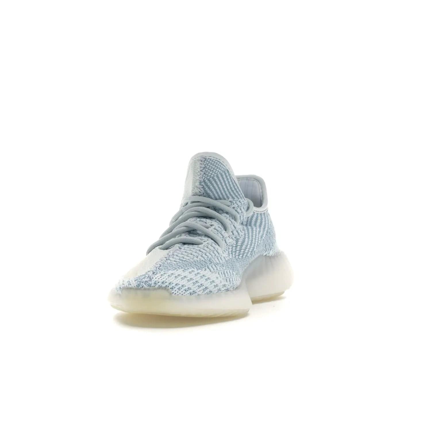 adidas Yeezy Boost 350 V2 Cloud White (Non-Reflective) - Image 12 - Only at www.BallersClubKickz.com - Uniquely designed adidas Yeezy Boost 350 V2 Cloud White (Non-Reflective) with a Primeknit upper in shades of cream and blue with a contrasting hard sole. A fashion-forward sneaker with a transparent strip and blue-and-white patterns.