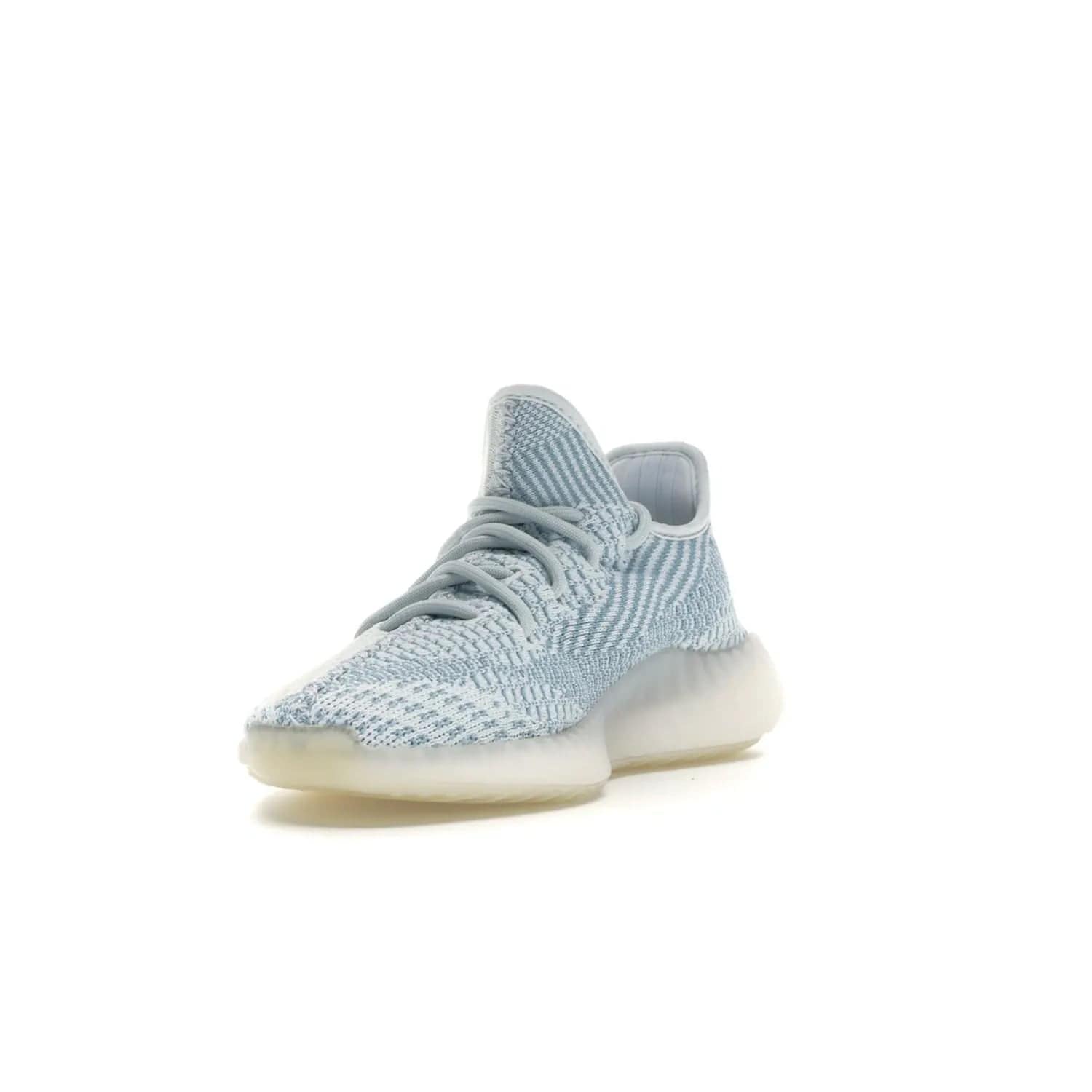 adidas Yeezy Boost 350 V2 Cloud White (Non-Reflective) - Image 13 - Only at www.BallersClubKickz.com - Uniquely designed adidas Yeezy Boost 350 V2 Cloud White (Non-Reflective) with a Primeknit upper in shades of cream and blue with a contrasting hard sole. A fashion-forward sneaker with a transparent strip and blue-and-white patterns.