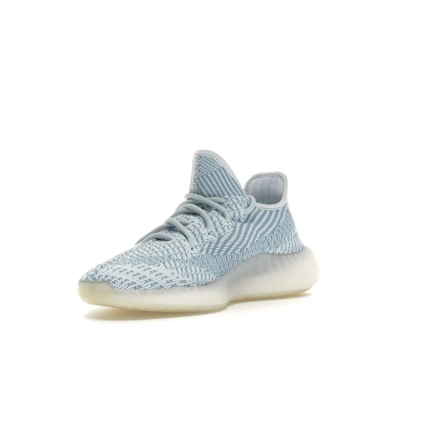 adidas Yeezy Boost 350 V2 Cloud White (Non-Reflective) - Image 14 - Only at www.BallersClubKickz.com - Uniquely designed adidas Yeezy Boost 350 V2 Cloud White (Non-Reflective) with a Primeknit upper in shades of cream and blue with a contrasting hard sole. A fashion-forward sneaker with a transparent strip and blue-and-white patterns.
