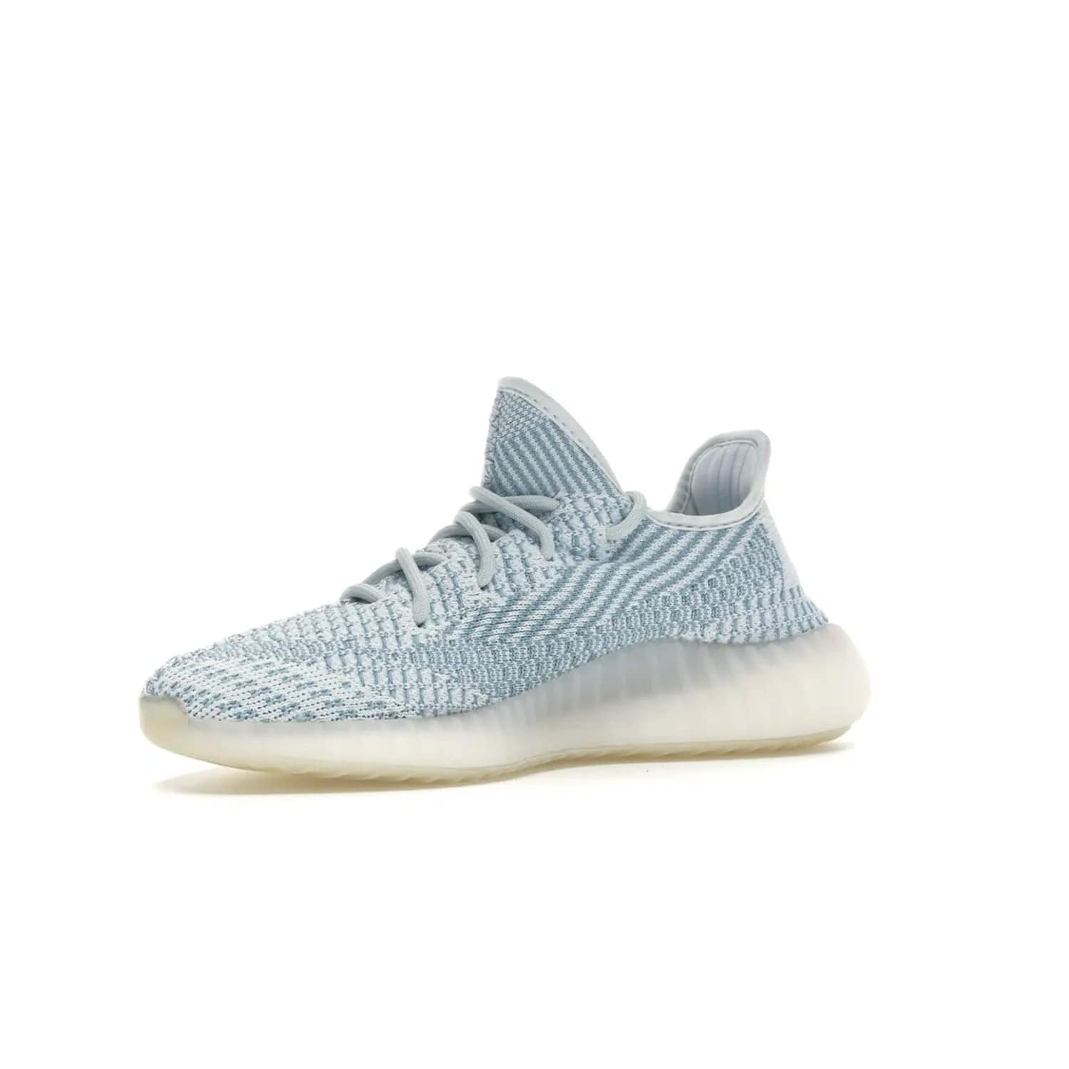 adidas Yeezy Boost 350 V2 Cloud White (Non-Reflective) - Image 16 - Only at www.BallersClubKickz.com - Uniquely designed adidas Yeezy Boost 350 V2 Cloud White (Non-Reflective) with a Primeknit upper in shades of cream and blue with a contrasting hard sole. A fashion-forward sneaker with a transparent strip and blue-and-white patterns.