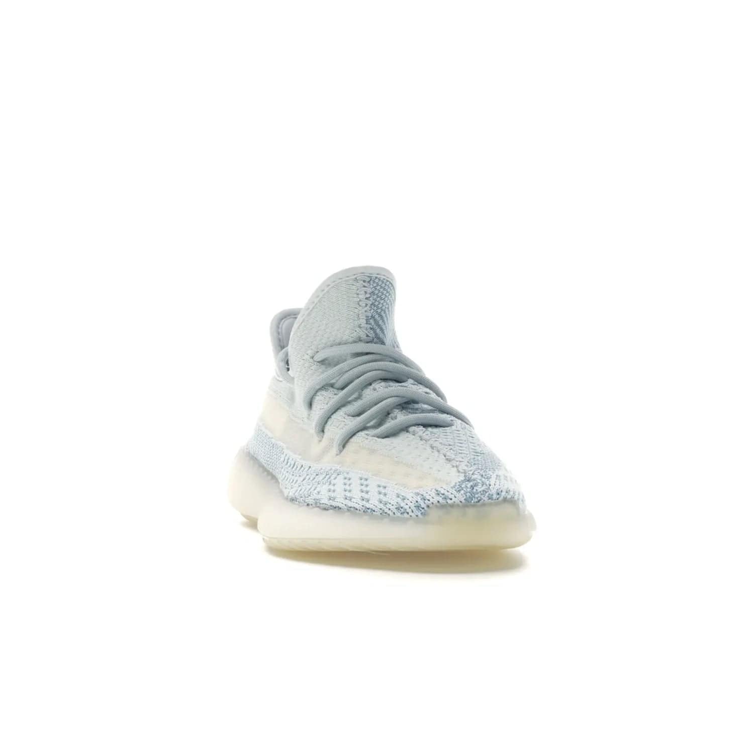 adidas Yeezy Boost 350 V2 Cloud White (Non-Reflective) - Image 8 - Only at www.BallersClubKickz.com - Uniquely designed adidas Yeezy Boost 350 V2 Cloud White (Non-Reflective) with a Primeknit upper in shades of cream and blue with a contrasting hard sole. A fashion-forward sneaker with a transparent strip and blue-and-white patterns.