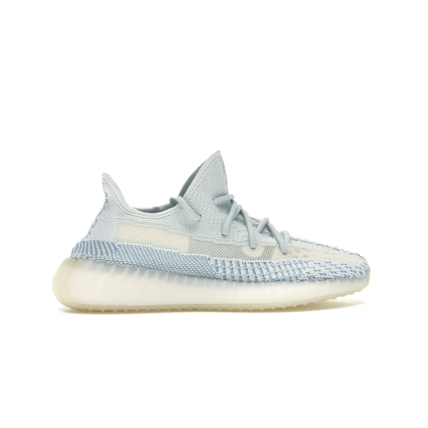 adidas Yeezy Boost 350 V2 Cloud White (Non-Reflective) - Image 36 - Only at www.BallersClubKickz.com - Adidas Yeezy Boost 350 V2 Cloud White (Non-Reflective) features Primeknit fabric and a unique, eye-catching design of cream, bluish-white, and transparent strip. Step out in timeless style with this eye-catching sneaker.