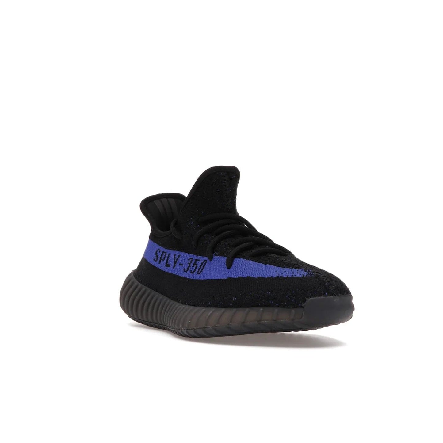 adidas Yeezy Boost 350 V2 Dazzling Blue - Image 7 - Only at www.BallersClubKickz.com - Shop the Adidas Yeezy 350 V2 Dazzling Blue, featuring a solid black Primeknit upper, Dazzling Blue side stripe, “SPLY-350” text, and a muted Boost sole. Releasing Feb 2022, this style is perfect for any shoe fan.