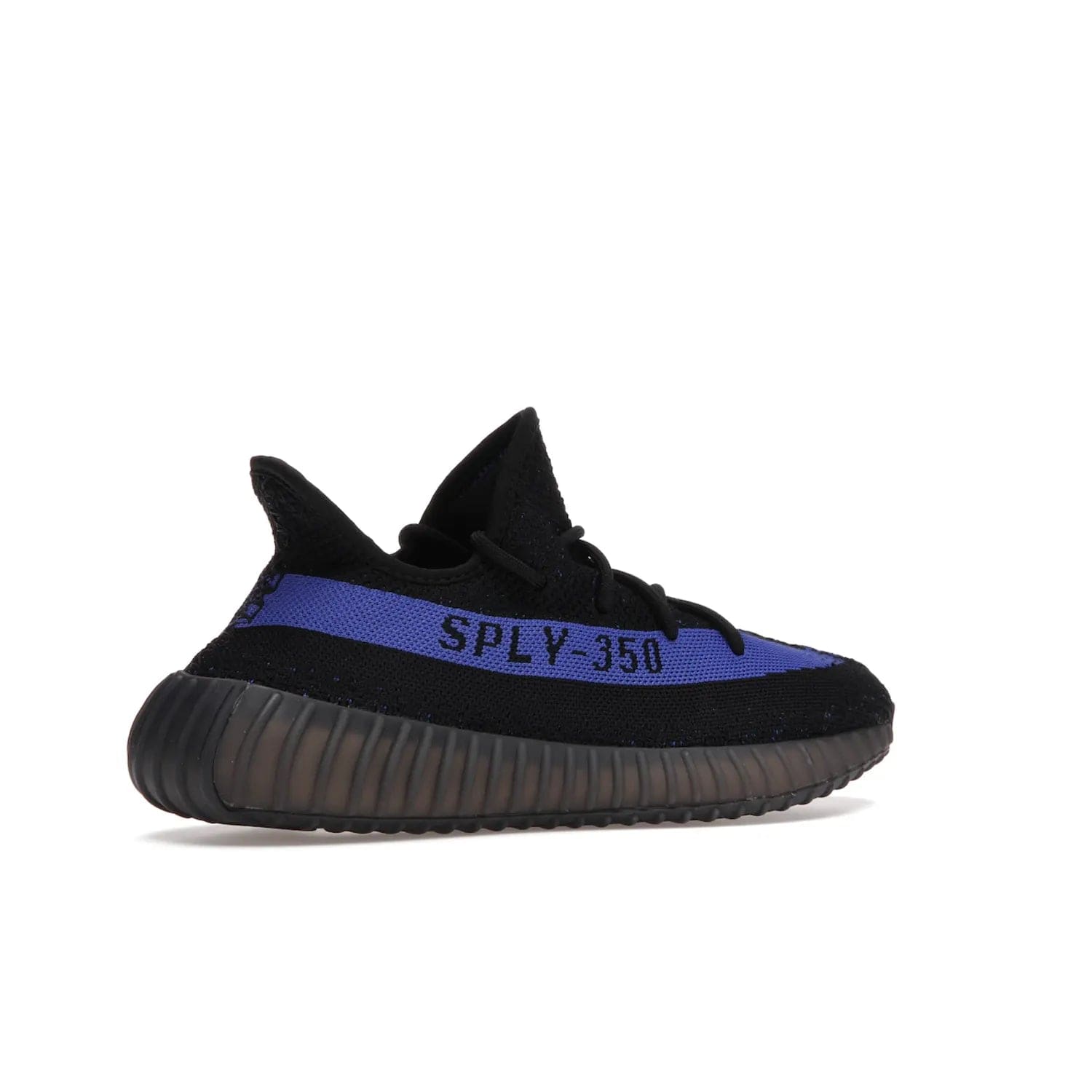 adidas Yeezy Boost 350 V2 Dazzling Blue - Image 34 - Only at www.BallersClubKickz.com - Shop the Adidas Yeezy 350 V2 Dazzling Blue, featuring a solid black Primeknit upper, Dazzling Blue side stripe, “SPLY-350” text, and a muted Boost sole. Releasing Feb 2022, this style is perfect for any shoe fan.