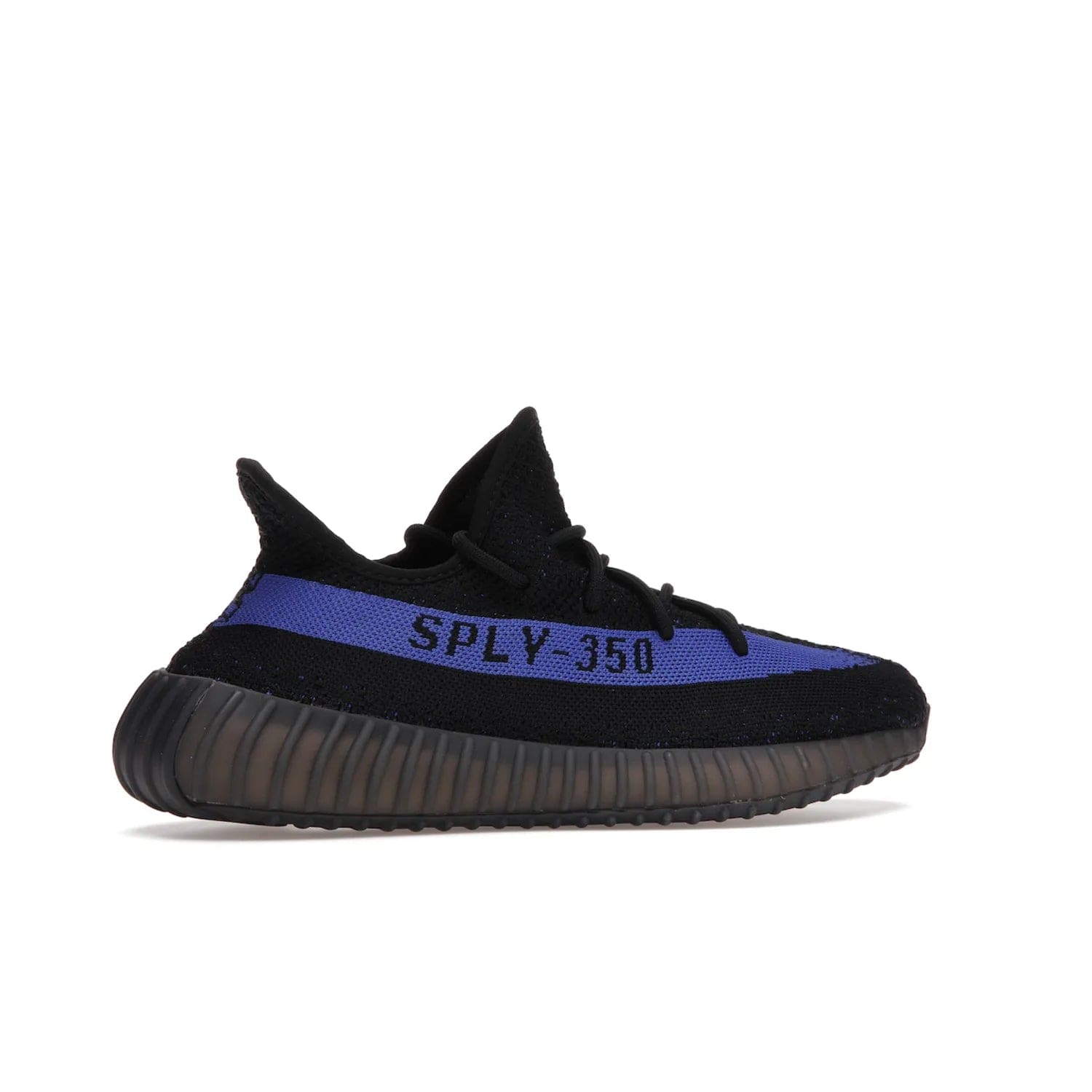 adidas Yeezy Boost 350 V2 Dazzling Blue - Image 35 - Only at www.BallersClubKickz.com - Shop the Adidas Yeezy 350 V2 Dazzling Blue, featuring a solid black Primeknit upper, Dazzling Blue side stripe, “SPLY-350” text, and a muted Boost sole. Releasing Feb 2022, this style is perfect for any shoe fan.