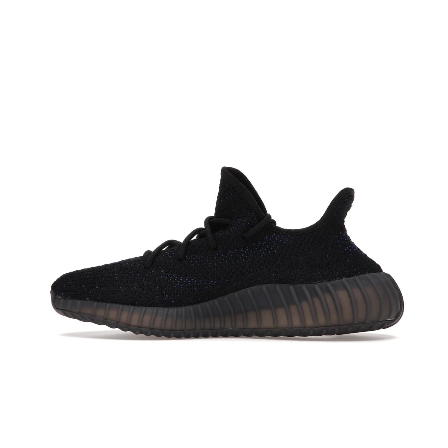 adidas Yeezy Boost 350 V2 Dazzling Blue - Image 20 - Only at www.BallersClubKickz.com - Shop the Adidas Yeezy 350 V2 Dazzling Blue, featuring a solid black Primeknit upper, Dazzling Blue side stripe, “SPLY-350” text, and a muted Boost sole. Releasing Feb 2022, this style is perfect for any shoe fan.
