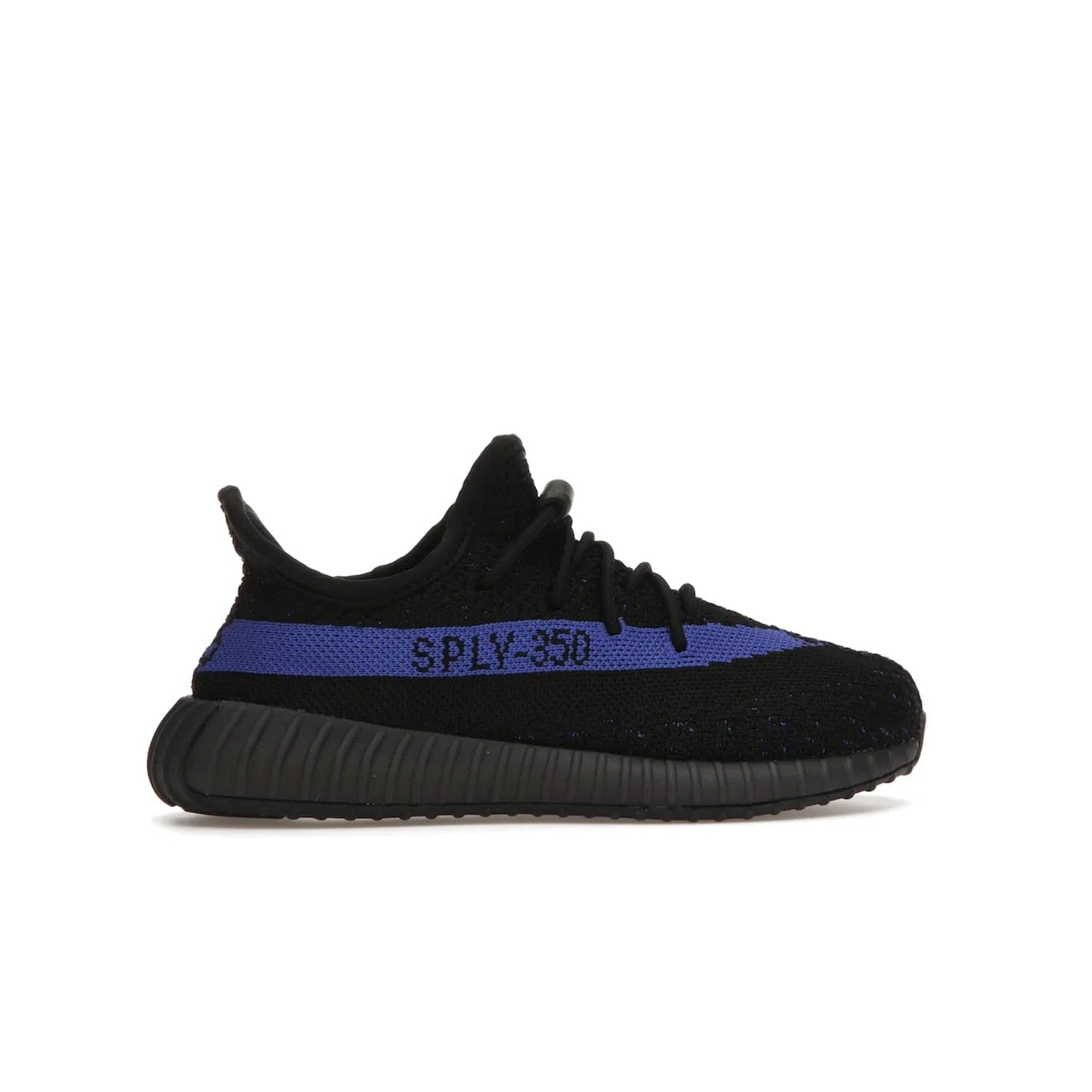 adidas Yeezy Boost 350 V2 Dazzling Blue (Kids) - Image 36 - Only at www.BallersClubKickz.com - Shop the adidas Yeezy Boost 350 V2 Dazzling Blue (Kids). Features a black Primeknit upper with a royal blue 'SPLY-350' streak and a full-length Boost midsole. Durable rubber outsole provides plenty of traction. Available for $160.