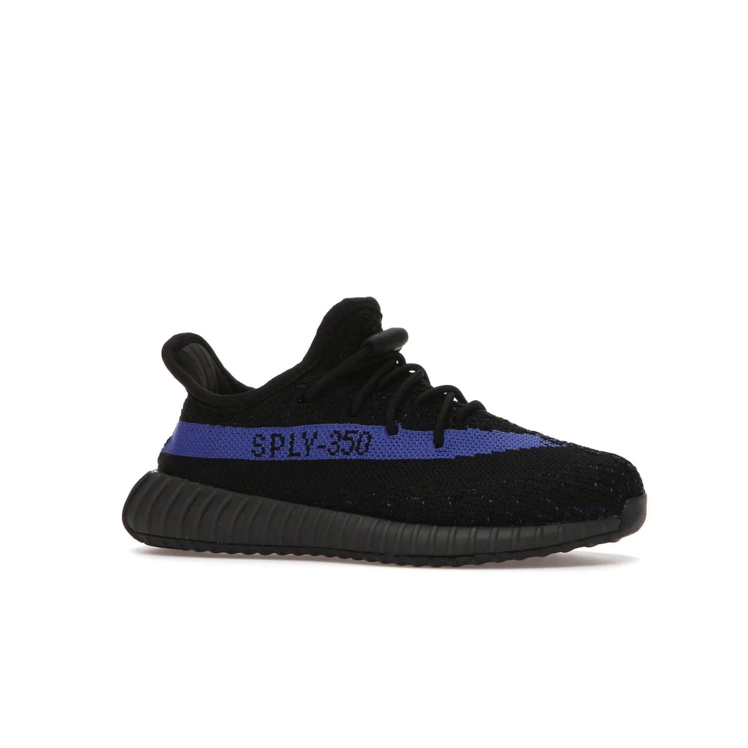 adidas Yeezy Boost 350 V2 Dazzling Blue (Kids) - Image 3 - Only at www.BallersClubKickz.com - Shop the adidas Yeezy Boost 350 V2 Dazzling Blue (Kids). Features a black Primeknit upper with a royal blue 'SPLY-350' streak and a full-length Boost midsole. Durable rubber outsole provides plenty of traction. Available for $160.