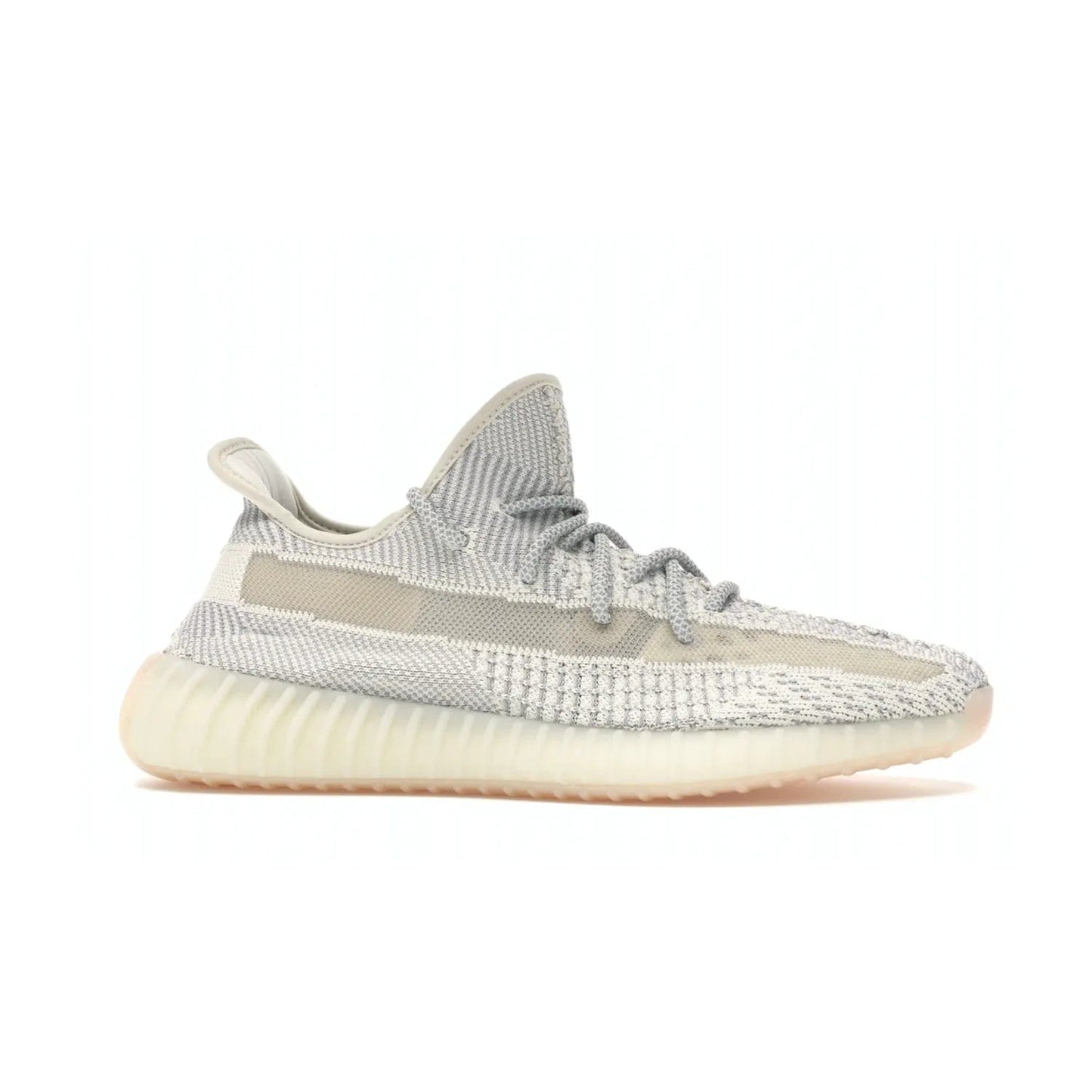 adidas Yeezy Boost 350 V2 Lundmark (Non Reflective) - Image 2 - Only at www.BallersClubKickz.com - Shop the exclusive adidas Yeezy Boost 350 V2 Lundmark with a subtle summer color, mesh upper, white-to-cream transitional midsole, light tan outsole, and pink middle stripe. Comfort and style come together in this perfect summer 350 V2. Released on July 11, 2019.