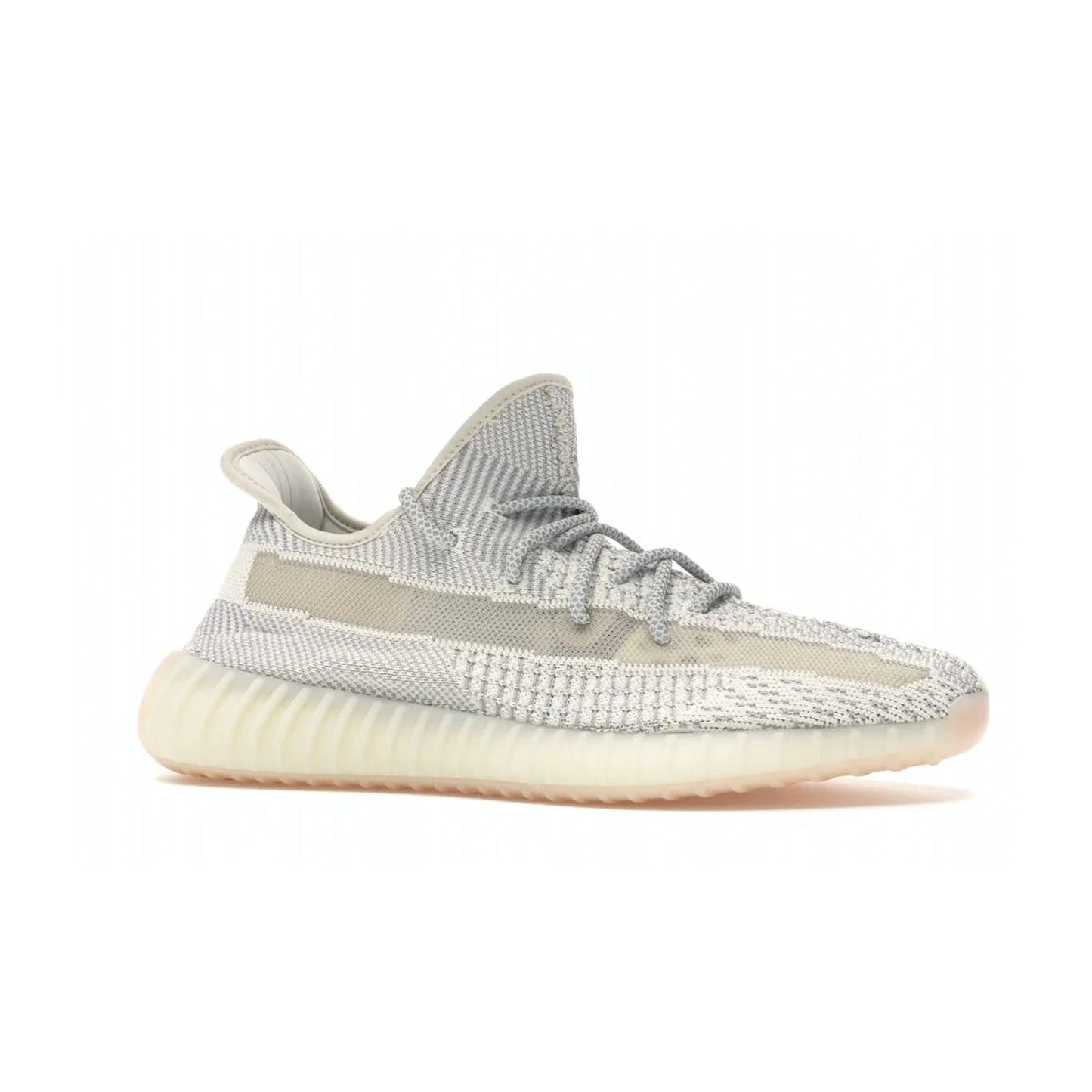 adidas Yeezy Boost 350 V2 Lundmark (Non Reflective) - Image 3 - Only at www.BallersClubKickz.com - Shop the exclusive adidas Yeezy Boost 350 V2 Lundmark with a subtle summer color, mesh upper, white-to-cream transitional midsole, light tan outsole, and pink middle stripe. Comfort and style come together in this perfect summer 350 V2. Released on July 11, 2019.