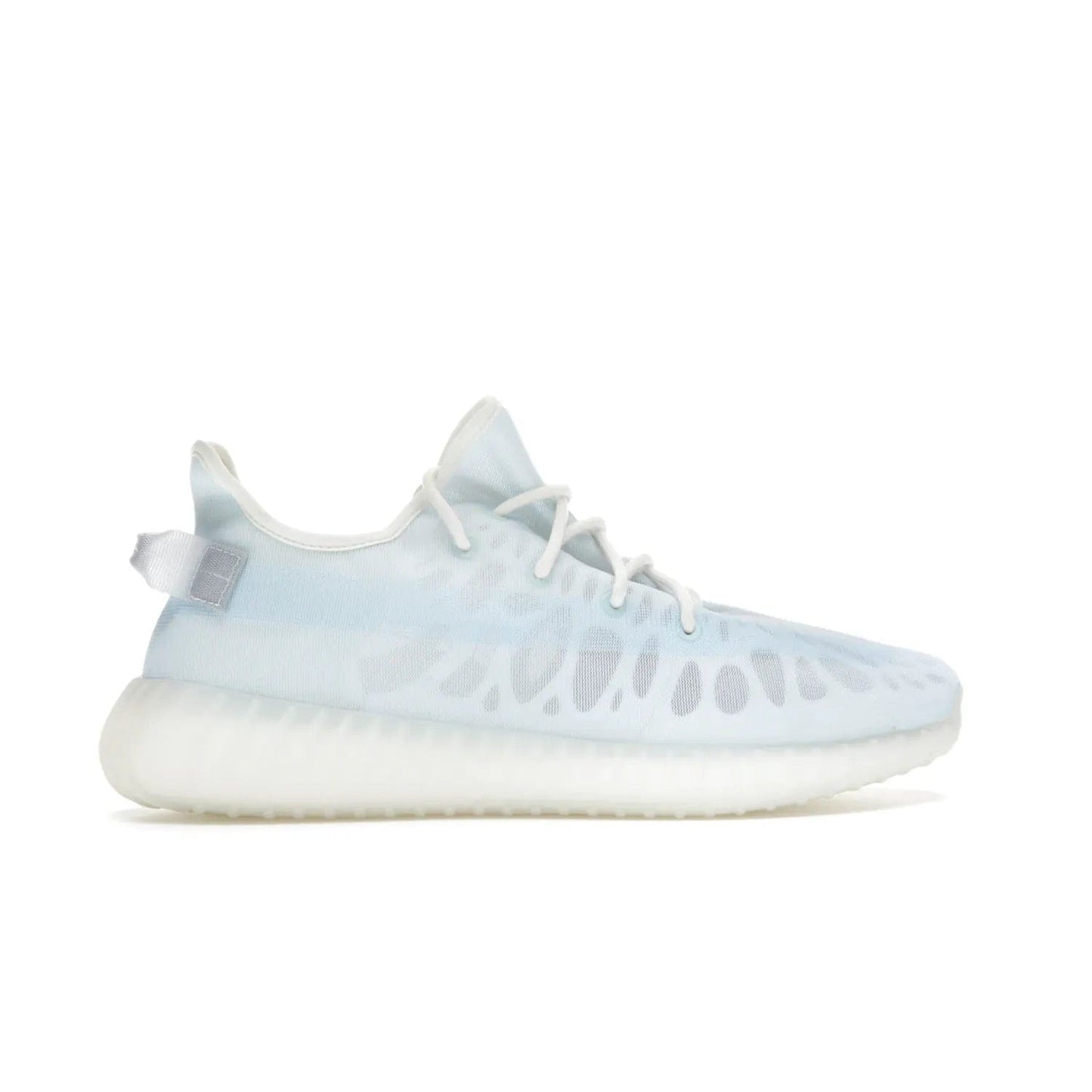 adidas Yeezy Boost 350 V2 Mono Ice - Image 36 - Only at www.BallersClubKickz.com - Introducing the adidas Yeezy 350 V2 Mono Ice - a sleek monofilament mesh design in Ice blue with Boost sole and heel pull tab. Released exclusively in the US for $220.
