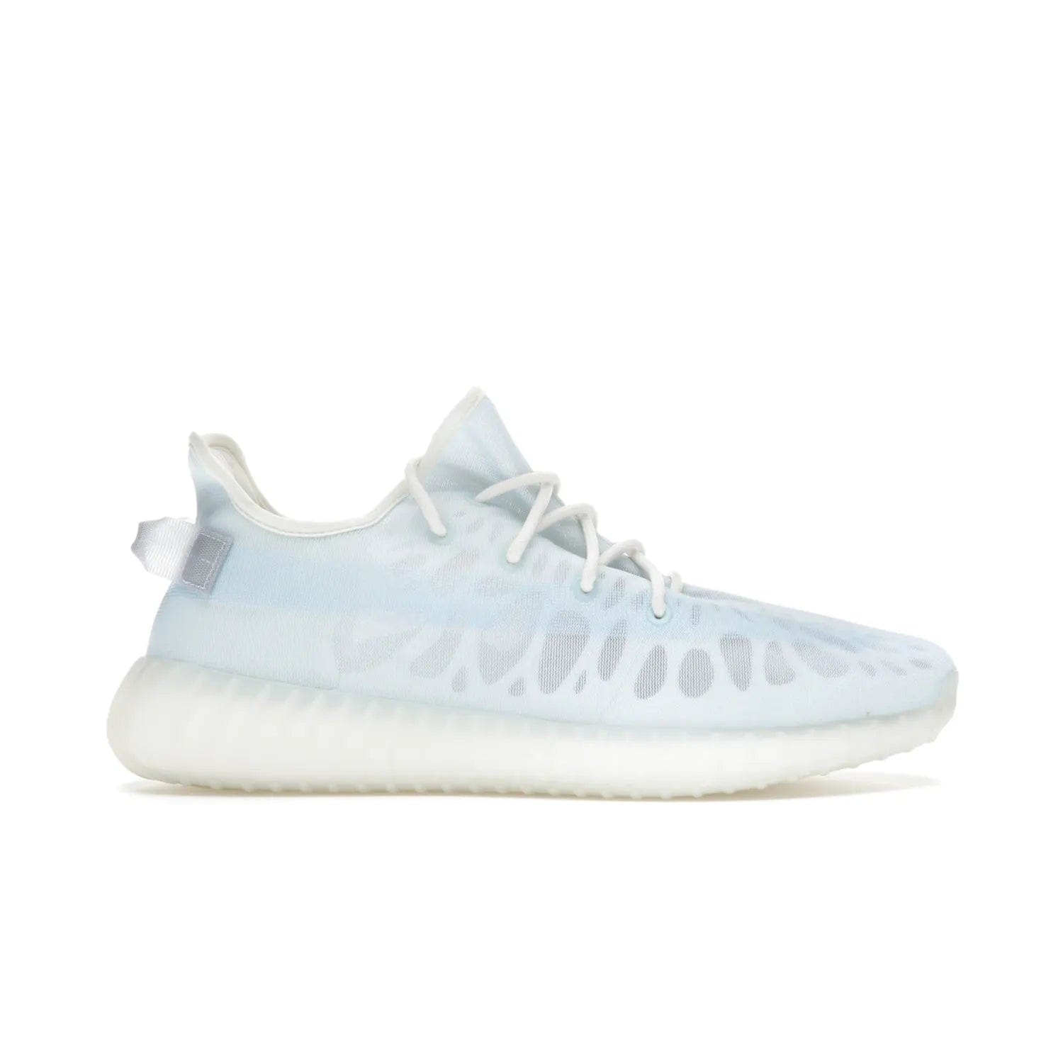 adidas Yeezy Boost 350 V2 Mono Ice - Image 1 - Only at www.BallersClubKickz.com - Introducing the adidas Yeezy 350 V2 Mono Ice - a sleek monofilament mesh design in Ice blue with Boost sole and heel pull tab. Released exclusively in the US for $220.
