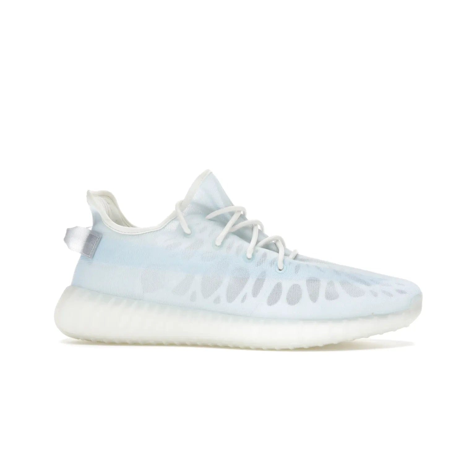 adidas Yeezy Boost 350 V2 Mono Ice - Image 2 - Only at www.BallersClubKickz.com - Introducing the adidas Yeezy 350 V2 Mono Ice - a sleek monofilament mesh design in Ice blue with Boost sole and heel pull tab. Released exclusively in the US for $220.