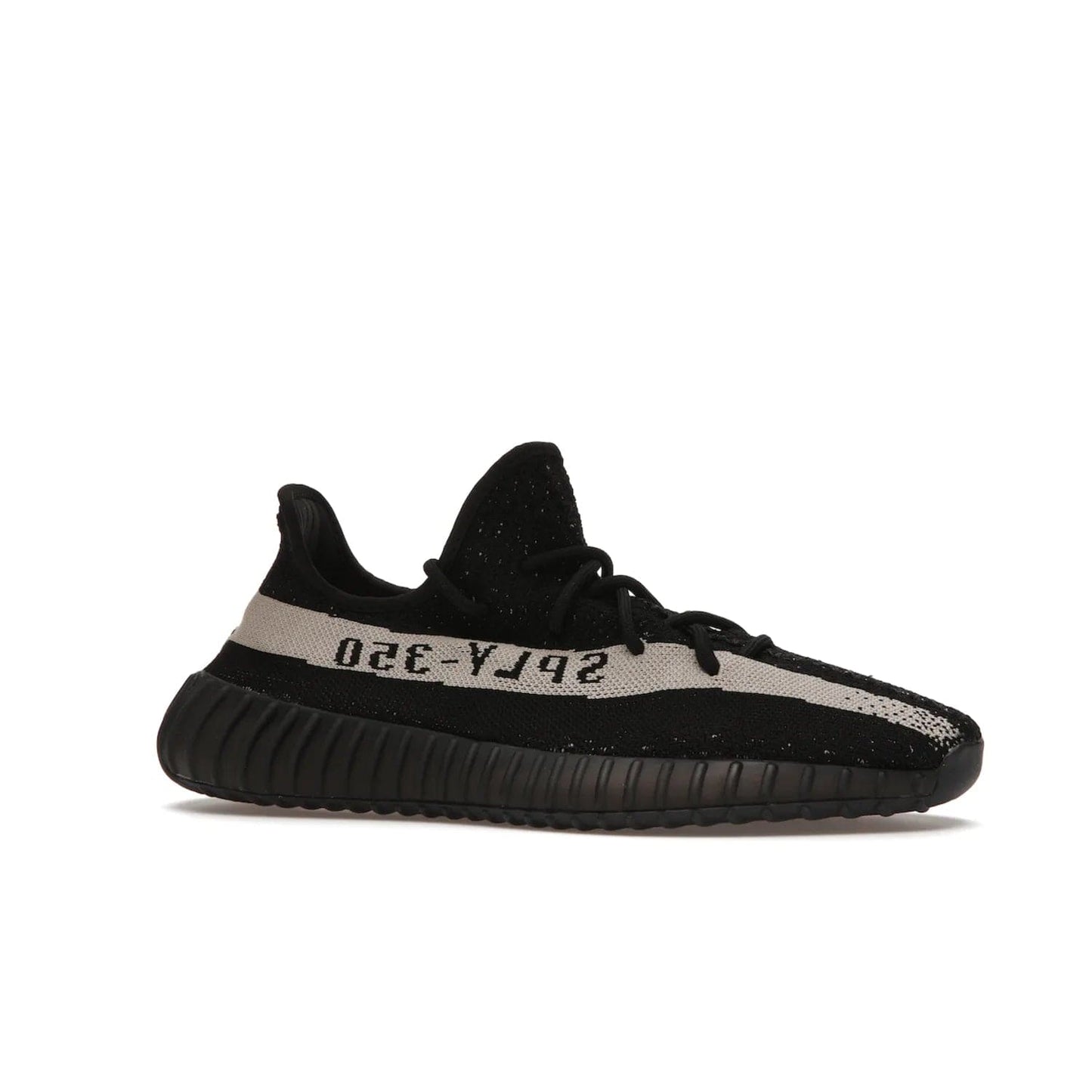 adidas Yeezy Boost 350 V2 Core Black White (2016/2022) - Image 3 - Only at www.BallersClubKickz.com - Stylish adidas Yeezy Boost 350 V2 in classic black with white "SPLY-350" stitched to the side stripe. Features Primeknit upper & Boost sole for comfort. Restock in March 2022.