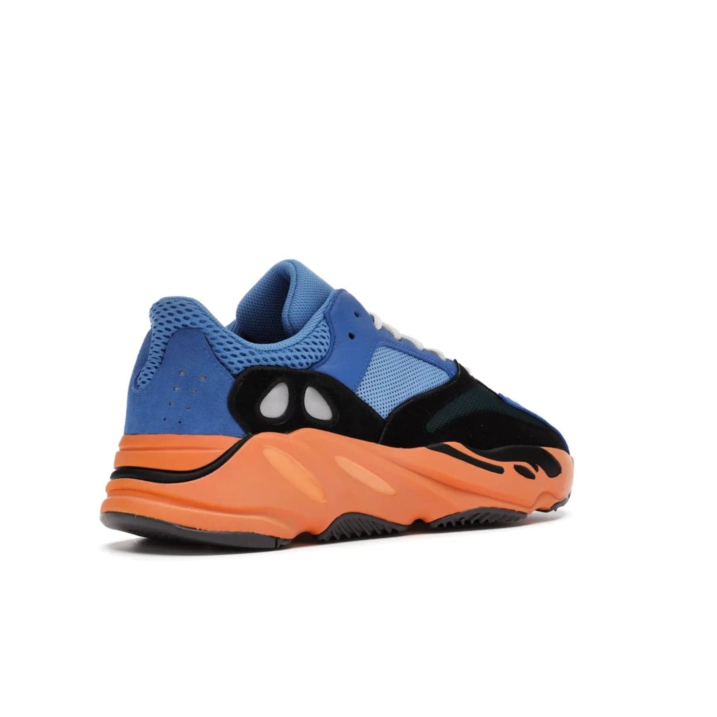adidas Yeezy Boost 700 Bright Blue - Image 33 - Only at www.BallersClubKickz.com - Iconic sneaker style meets vibrant colour with the adidas Yeezy Boost 700 Bright Blue. Reflective accents, turquoise and teal panels, bright orange midsole and black outsole make for a bold release. April 2021.