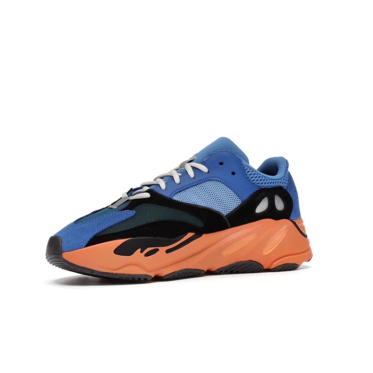 adidas Yeezy Boost 700 Bright Blue - Image 16 - Only at www.BallersClubKickz.com - Iconic sneaker style meets vibrant colour with the adidas Yeezy Boost 700 Bright Blue. Reflective accents, turquoise and teal panels, bright orange midsole and black outsole make for a bold release. April 2021.