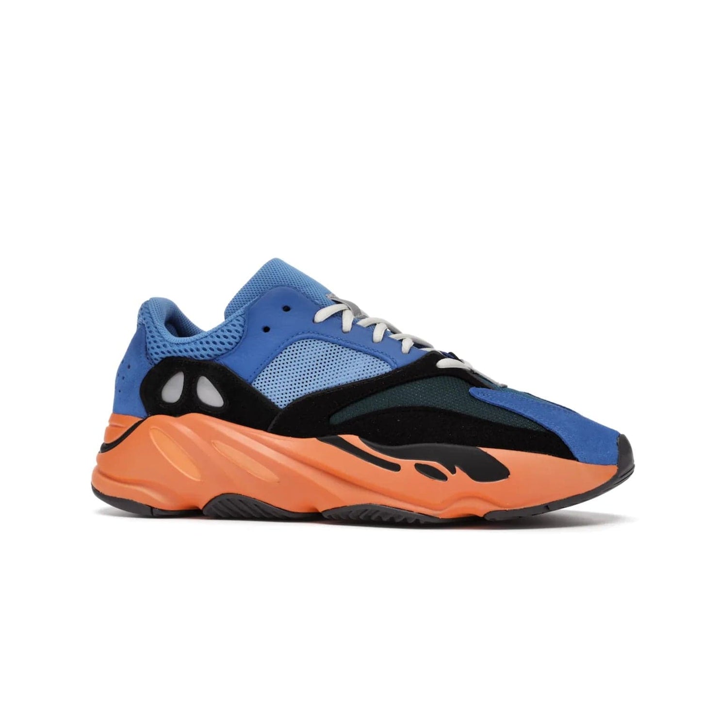 adidas Yeezy Boost 700 Bright Blue - Image 3 - Only at www.BallersClubKickz.com - Iconic sneaker style meets vibrant colour with the adidas Yeezy Boost 700 Bright Blue. Reflective accents, turquoise and teal panels, bright orange midsole and black outsole make for a bold release. April 2021.