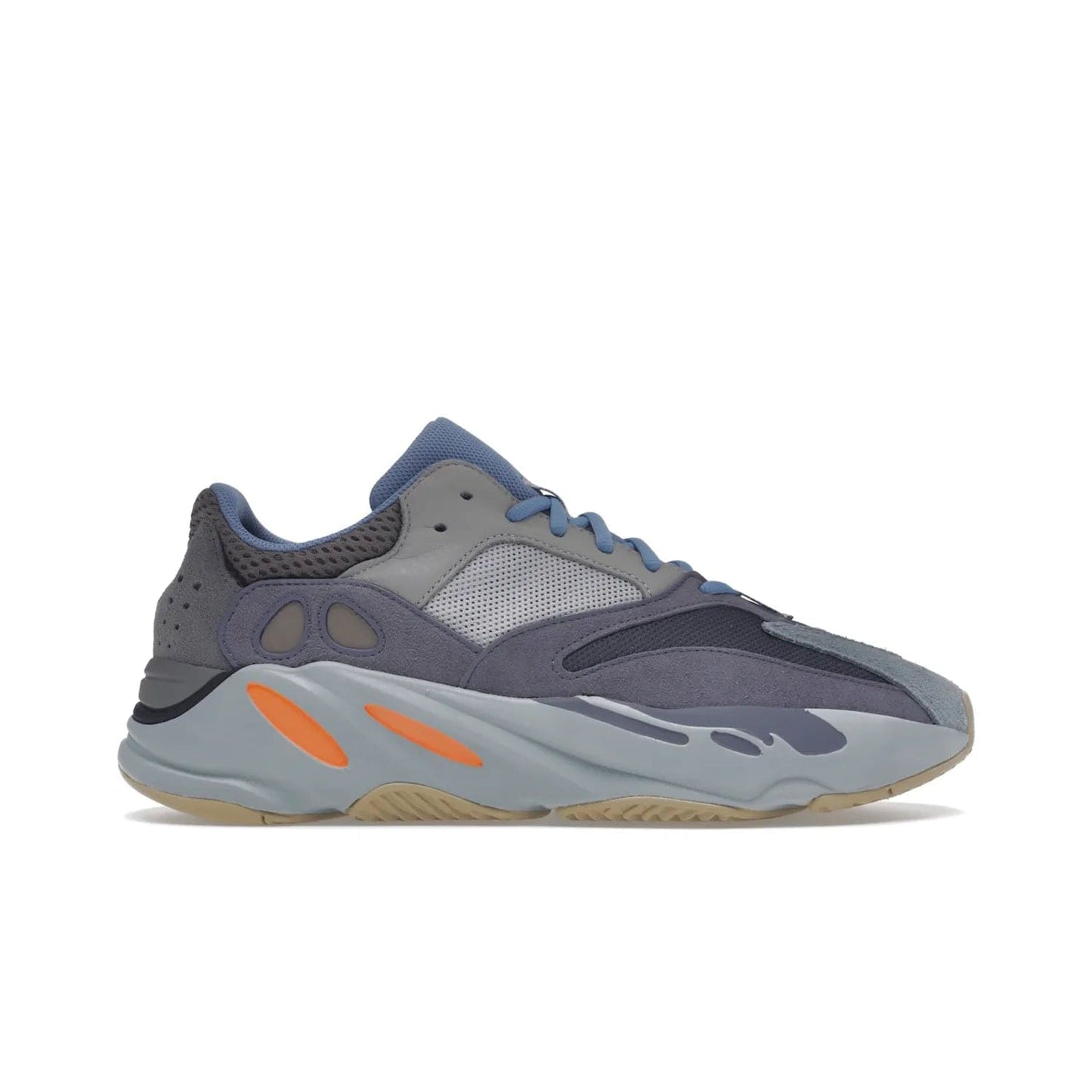 adidas Yeezy Boost 700 Carbon Blue - Image 1 - Only at www.BallersClubKickz.com - Style meets practicality with the adidas Yeezy Boost 700 Carbon Blue. Tonal grey and carbon blue mix of suede and mesh upper, grey midsole and gum outsole. Get yours today.