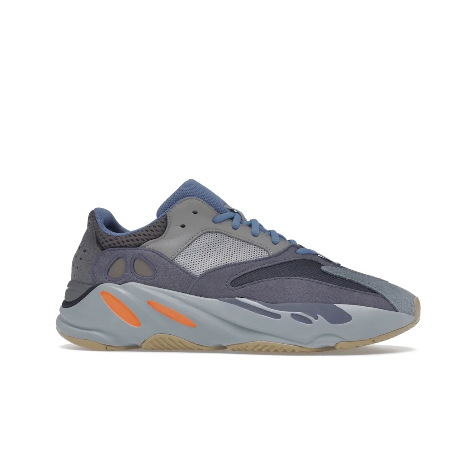 adidas Yeezy Boost 700 Carbon Blue - Image 2 - Only at www.BallersClubKickz.com - Style meets practicality with the adidas Yeezy Boost 700 Carbon Blue. Tonal grey and carbon blue mix of suede and mesh upper, grey midsole and gum outsole. Get yours today.