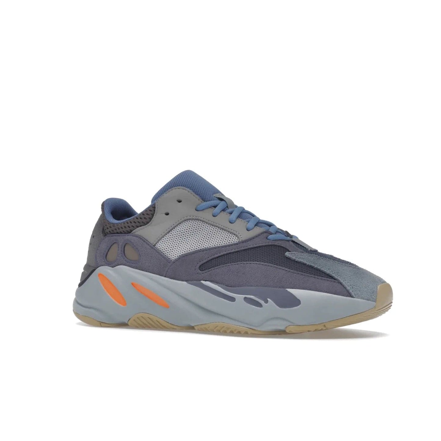 adidas Yeezy Boost 700 Carbon Blue - Image 4 - Only at www.BallersClubKickz.com - Style meets practicality with the adidas Yeezy Boost 700 Carbon Blue. Tonal grey and carbon blue mix of suede and mesh upper, grey midsole and gum outsole. Get yours today.
