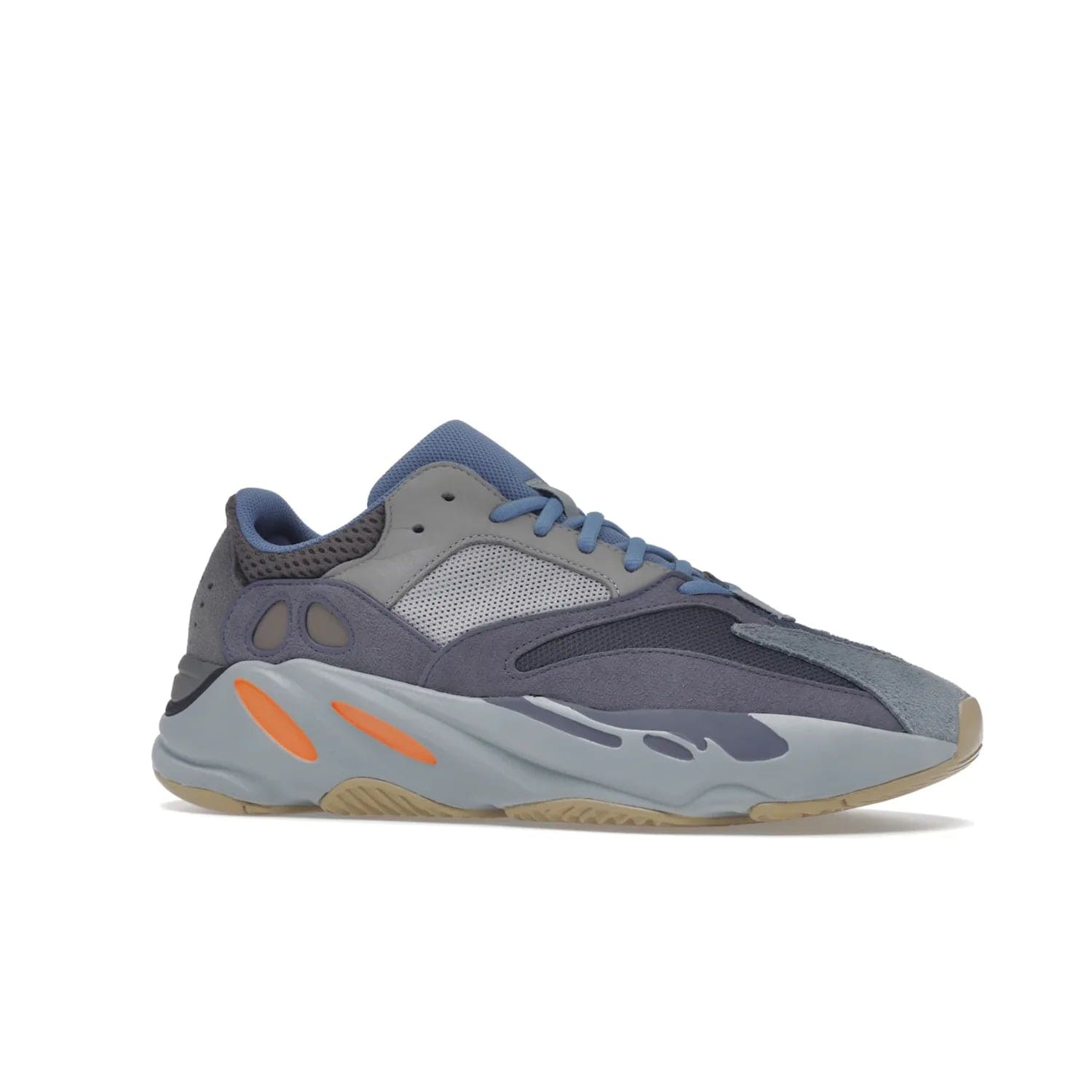 adidas Yeezy Boost 700 Carbon Blue - Image 3 - Only at www.BallersClubKickz.com - Style meets practicality with the adidas Yeezy Boost 700 Carbon Blue. Tonal grey and carbon blue mix of suede and mesh upper, grey midsole and gum outsole. Get yours today.