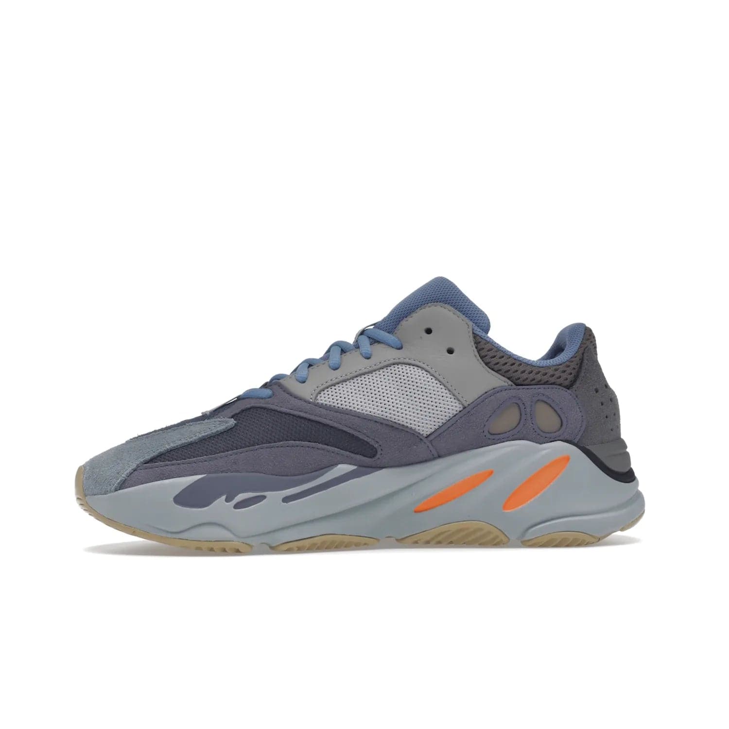 adidas Yeezy Boost 700 Carbon Blue - Image 18 - Only at www.BallersClubKickz.com - Style meets practicality with the adidas Yeezy Boost 700 Carbon Blue. Tonal grey and carbon blue mix of suede and mesh upper, grey midsole and gum outsole. Get yours today.