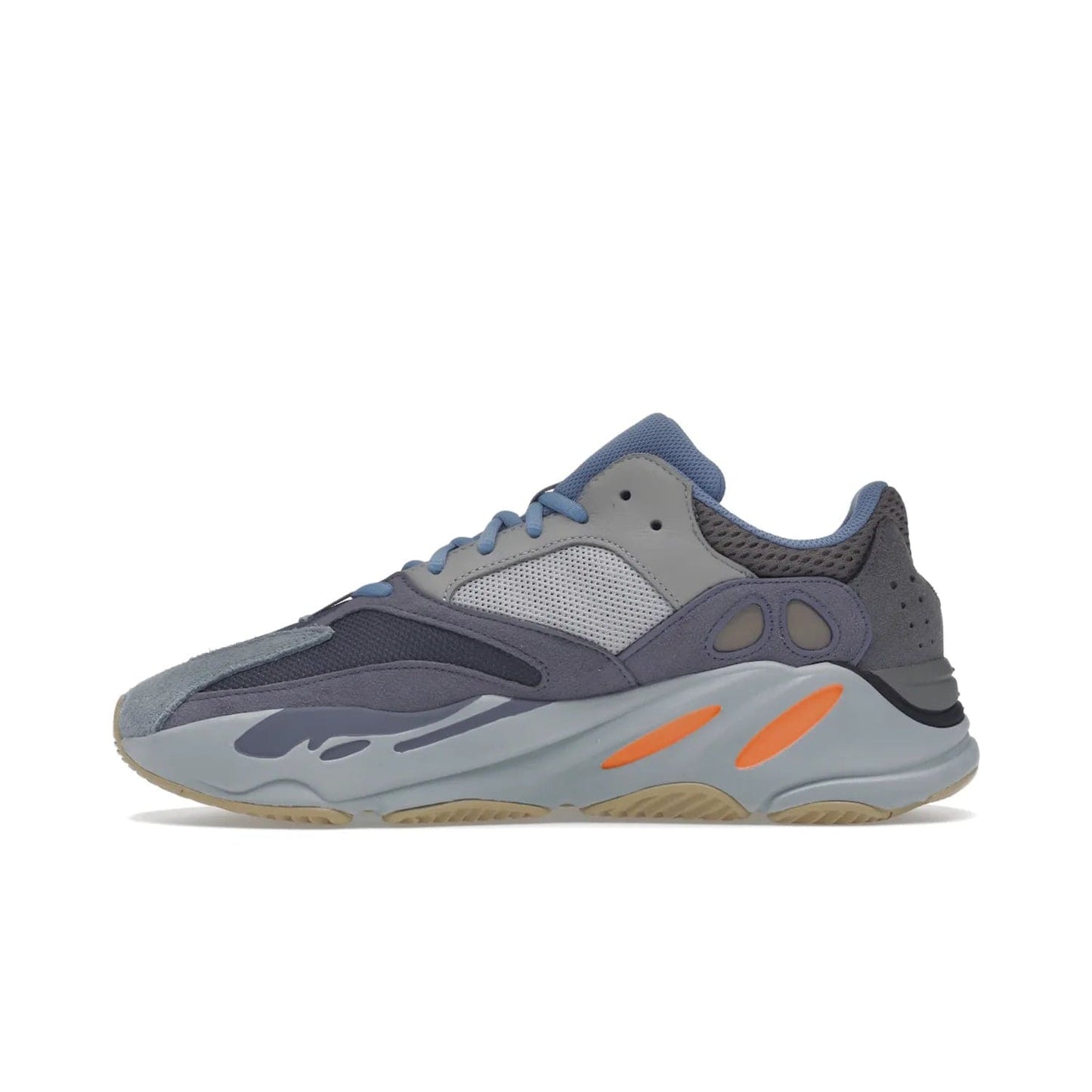 adidas Yeezy Boost 700 Carbon Blue - Image 19 - Only at www.BallersClubKickz.com - Style meets practicality with the adidas Yeezy Boost 700 Carbon Blue. Tonal grey and carbon blue mix of suede and mesh upper, grey midsole and gum outsole. Get yours today.