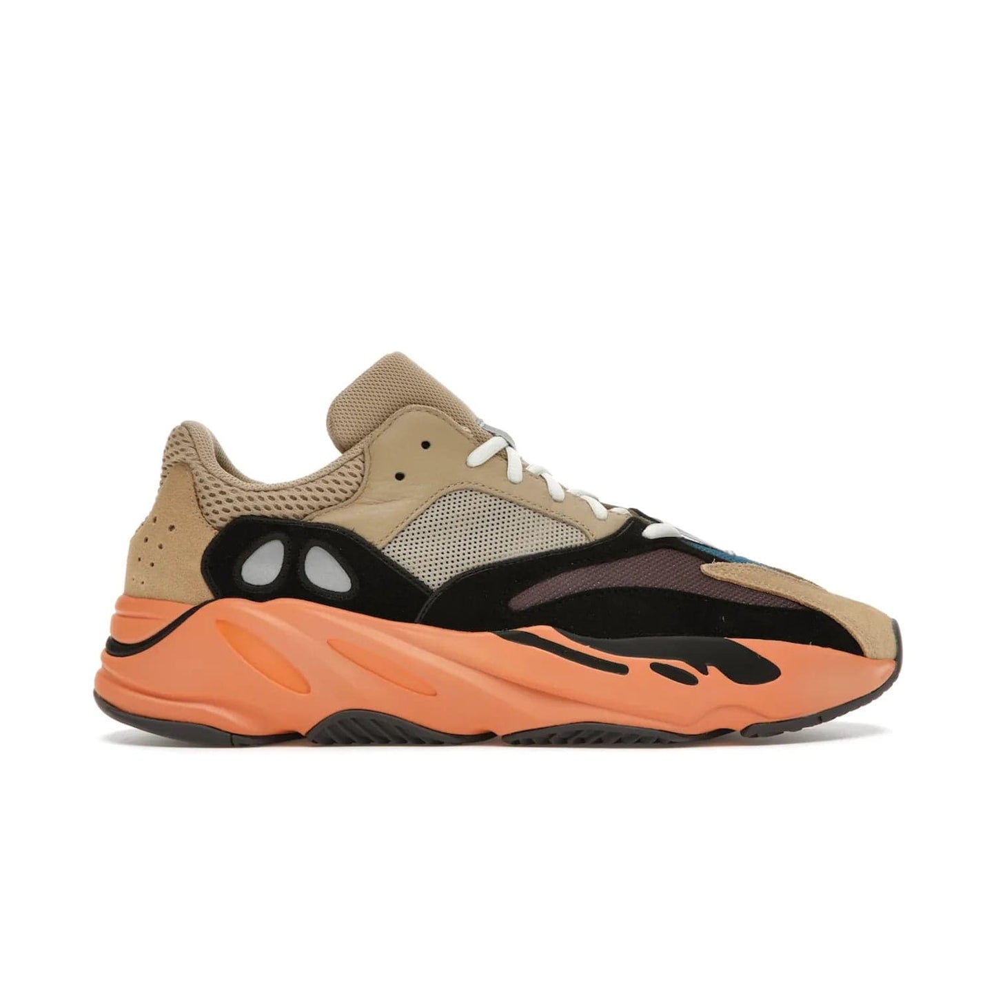 adidas Yeezy Boost 700 Enflame Amber - Image 1 - Only at www.BallersClubKickz.com - Adidas Yeezy Boost 700 Enflame Amber: Eye-catching design with pale yellow, brown, teal, and orange! Get yours in June 2021.