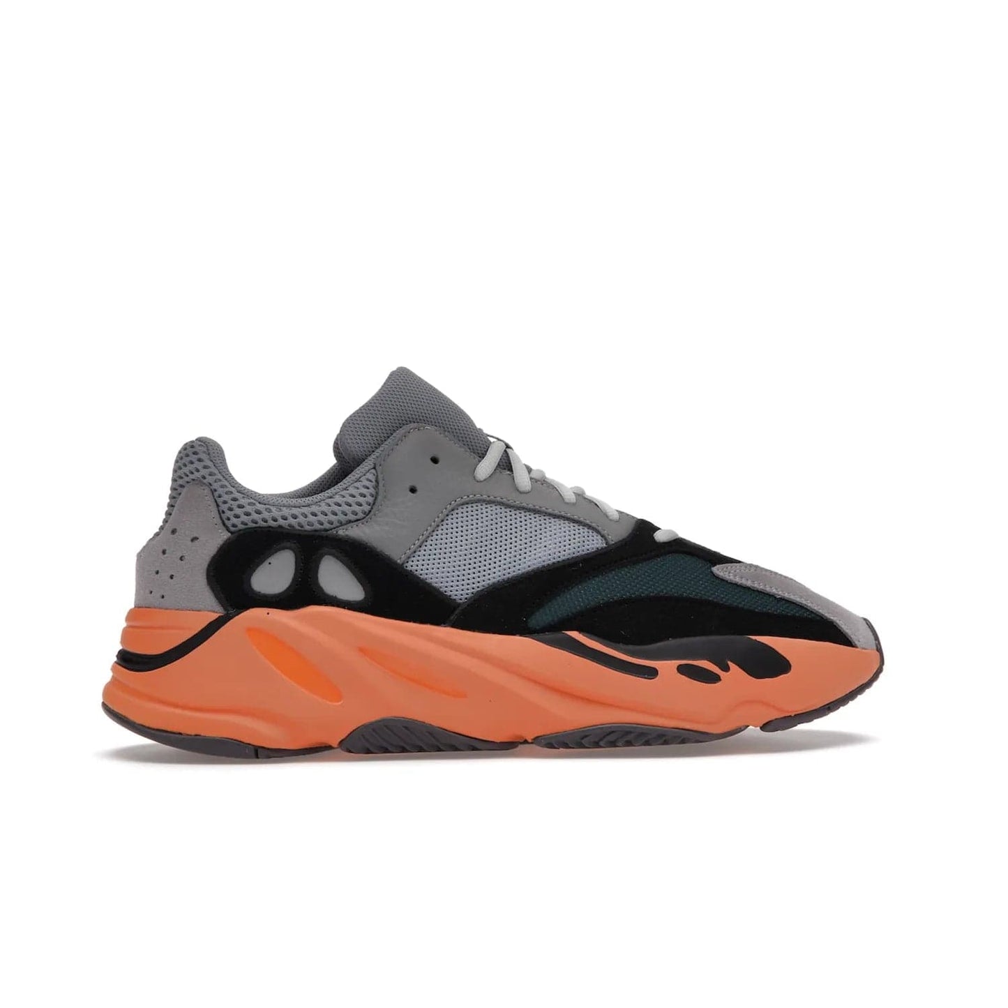 adidas Yeezy Boost 700 Wash Orange - Image 36 - Only at www.BallersClubKickz.com - Introducing the adidas Yeezy Boost 700 Wash Orange. Unique grey leather, suede, mesh upper and teal panels with a chunky Wash Orange Boost midsole. Release October 2021, make a statement today!