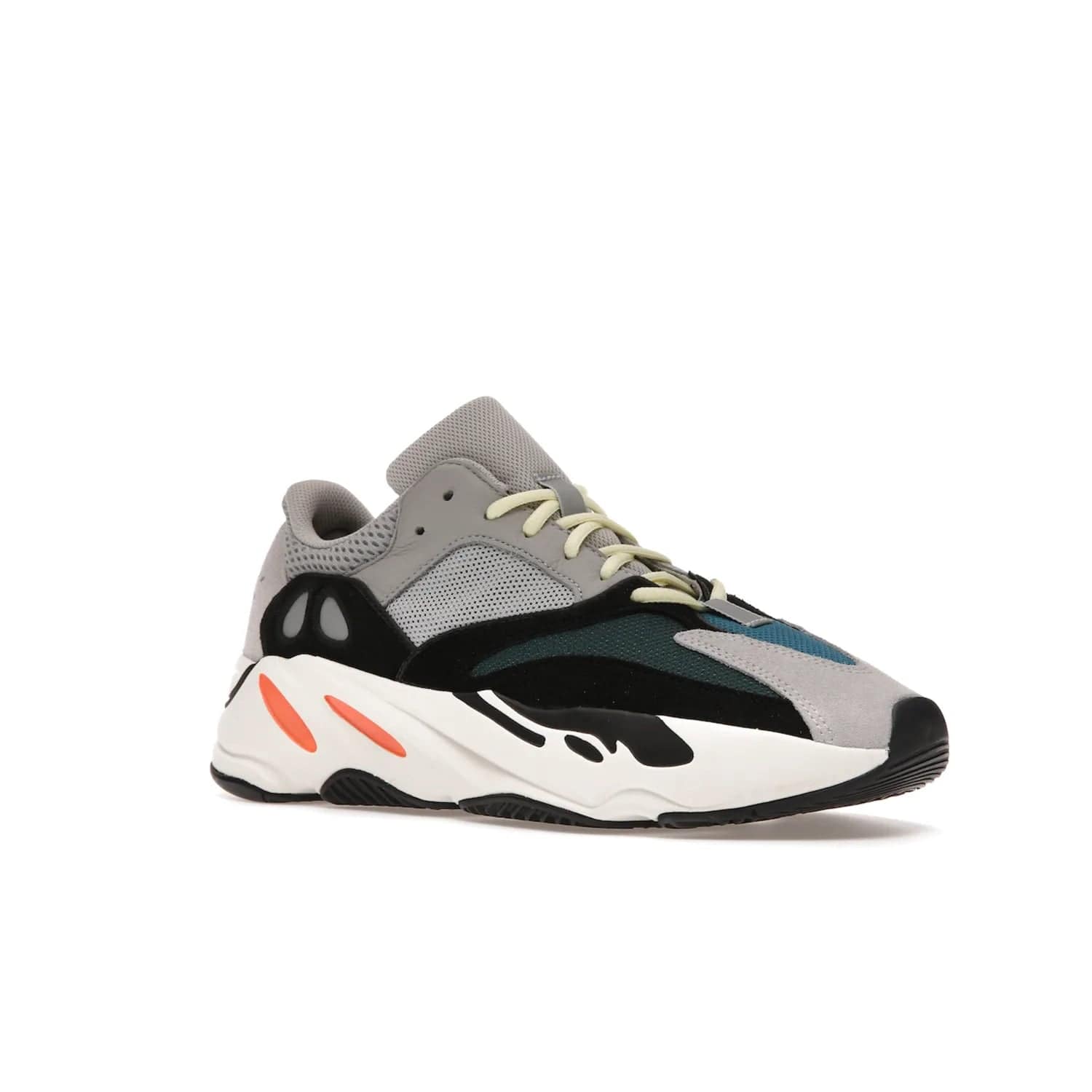 adidas Yeezy Boost 700 Wave Runner - Image 5 - Only at www.BallersClubKickz.com - Shop the iconic adidas Yeezy Boost 700 Wave Runner. Featuring grey mesh and leather upper, black suede overlays, teal mesh underlays, and signature Boost sole. Be bold & make a statement.
