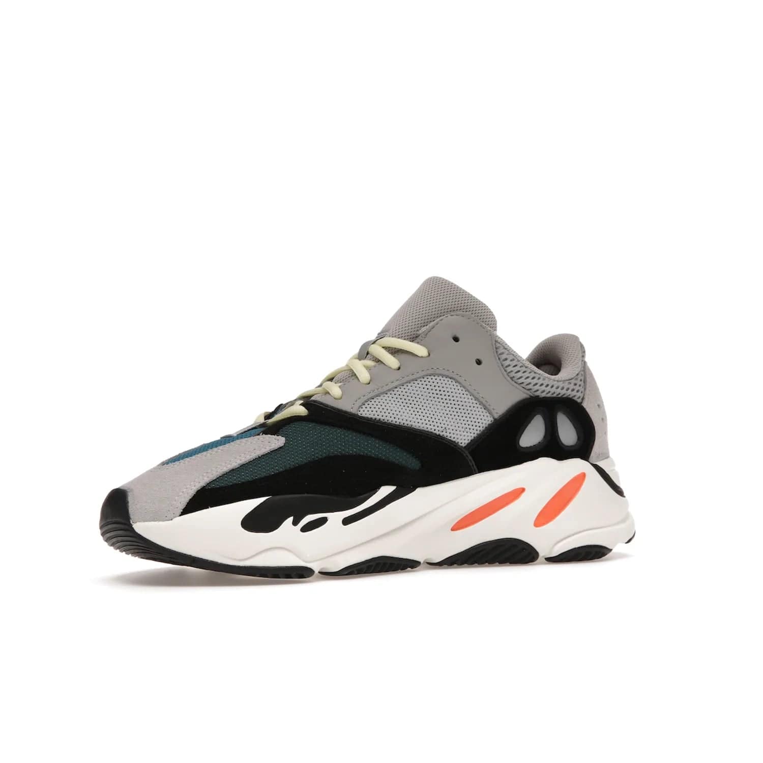 adidas Yeezy Boost 700 Wave Runner - Image 16 - Only at www.BallersClubKickz.com - Shop the iconic adidas Yeezy Boost 700 Wave Runner. Featuring grey mesh and leather upper, black suede overlays, teal mesh underlays, and signature Boost sole. Be bold & make a statement.