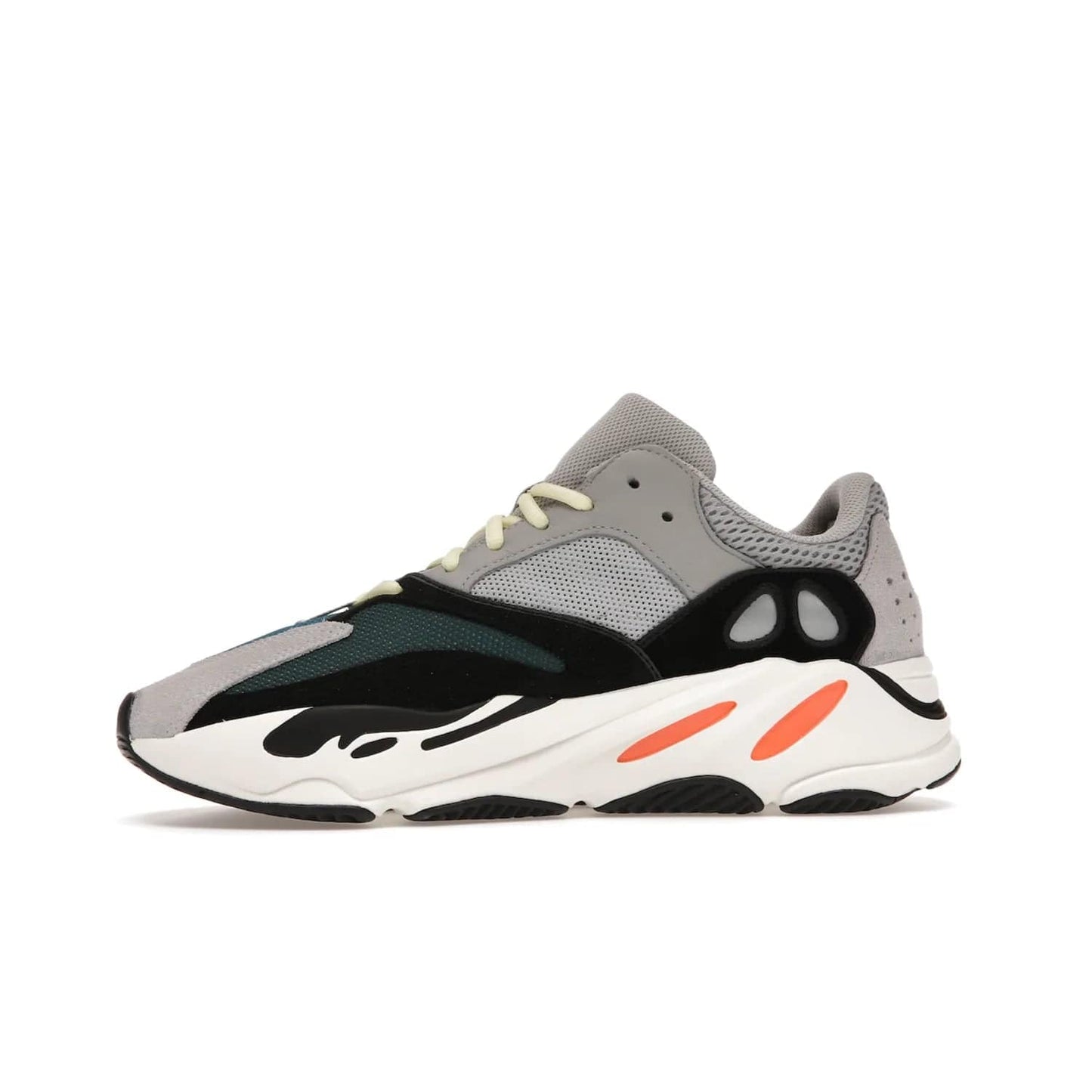 adidas Yeezy Boost 700 Wave Runner - Image 18 - Only at www.BallersClubKickz.com - Shop the iconic adidas Yeezy Boost 700 Wave Runner. Featuring grey mesh and leather upper, black suede overlays, teal mesh underlays, and signature Boost sole. Be bold & make a statement.
