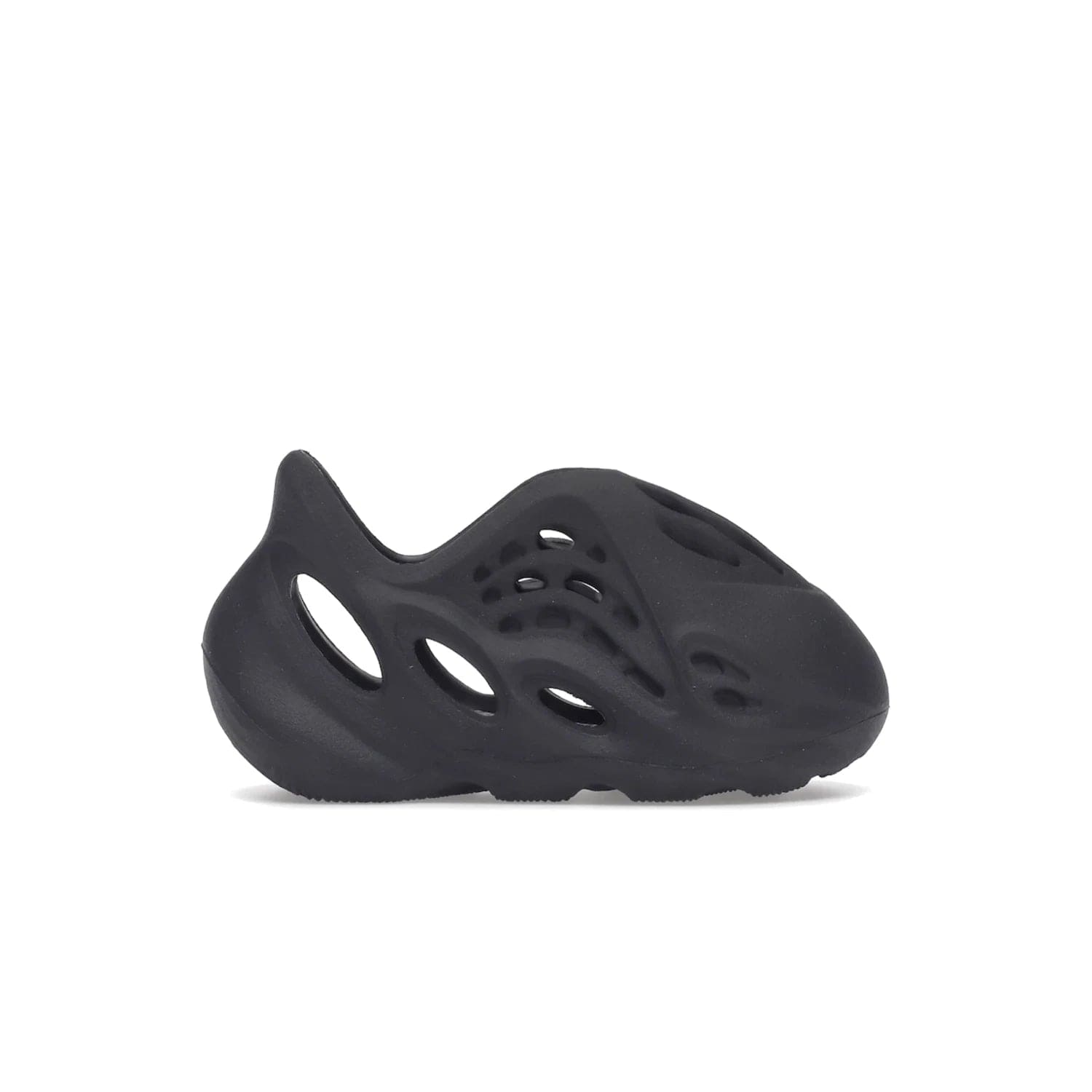 adidas Yeezy Foam RNR Onyx (Infants) - Image 1 - Only at www.BallersClubKickz.com - Introducing the adidas Yeezy Foam RNR Onyx Infants: a stylishly light & comfortable shoe with a sculpted heel & textured footbed. Sleek black design with oval & circular perforations & wavy traction pattern. The perfect balance of style & comfort for your little one.