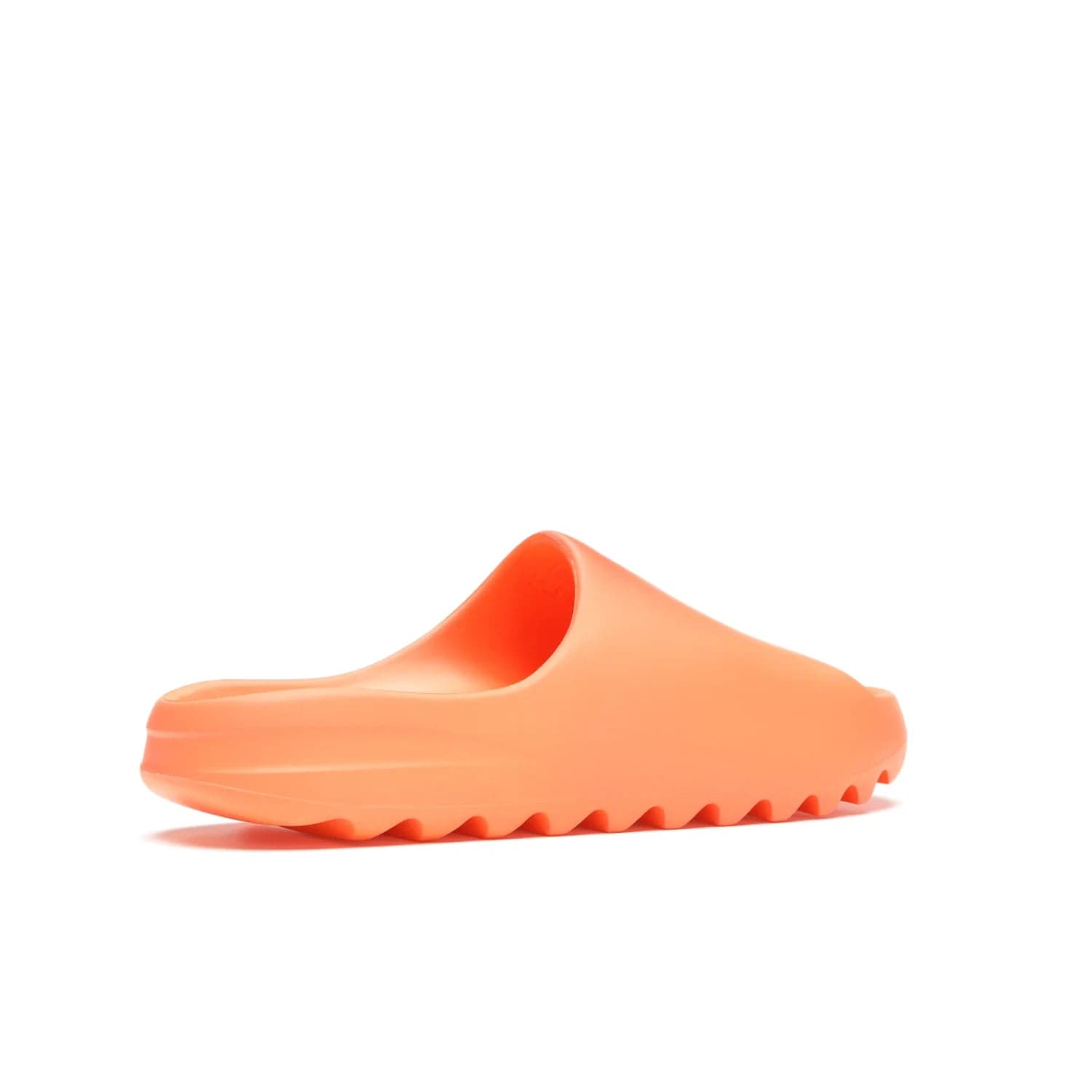 adidas Yeezy Slide Enflame Orange - Image 34 - Only at www.BallersClubKickz.com - Limited edition adidas Yeezy Slide featuring a bold Enflame Orange upper and EVA foam construction. Grooved outsole for traction and support. Released June 2021. Perfect for summer.