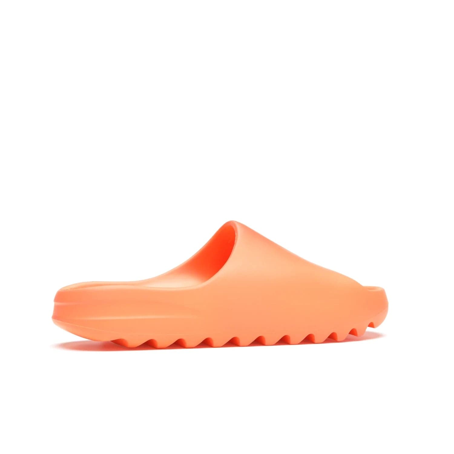 adidas Yeezy Slide Enflame Orange - Image 35 - Only at www.BallersClubKickz.com - Limited edition adidas Yeezy Slide featuring a bold Enflame Orange upper and EVA foam construction. Grooved outsole for traction and support. Released June 2021. Perfect for summer.