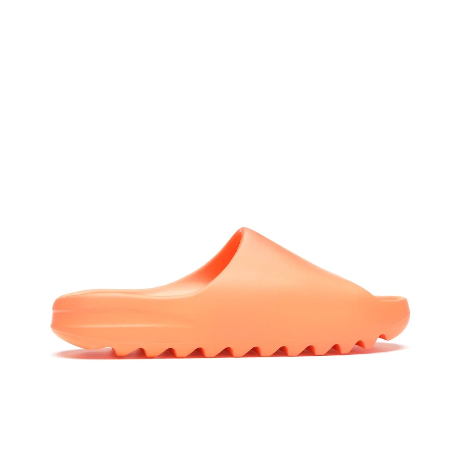 adidas Yeezy Slide Enflame Orange - Image 36 - Only at www.BallersClubKickz.com - Limited edition adidas Yeezy Slide featuring a bold Enflame Orange upper and EVA foam construction. Grooved outsole for traction and support. Released June 2021. Perfect for summer.