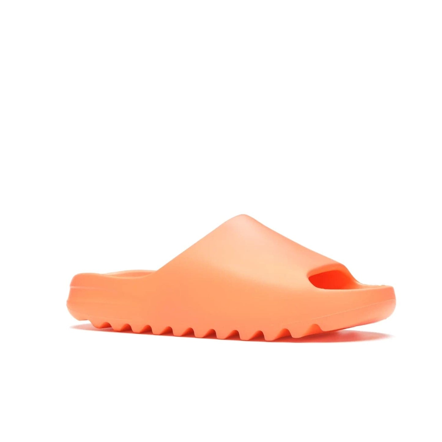 adidas Yeezy Slide Enflame Orange - Image 4 - Only at www.BallersClubKickz.com - Limited edition adidas Yeezy Slide featuring a bold Enflame Orange upper and EVA foam construction. Grooved outsole for traction and support. Released June 2021. Perfect for summer.
